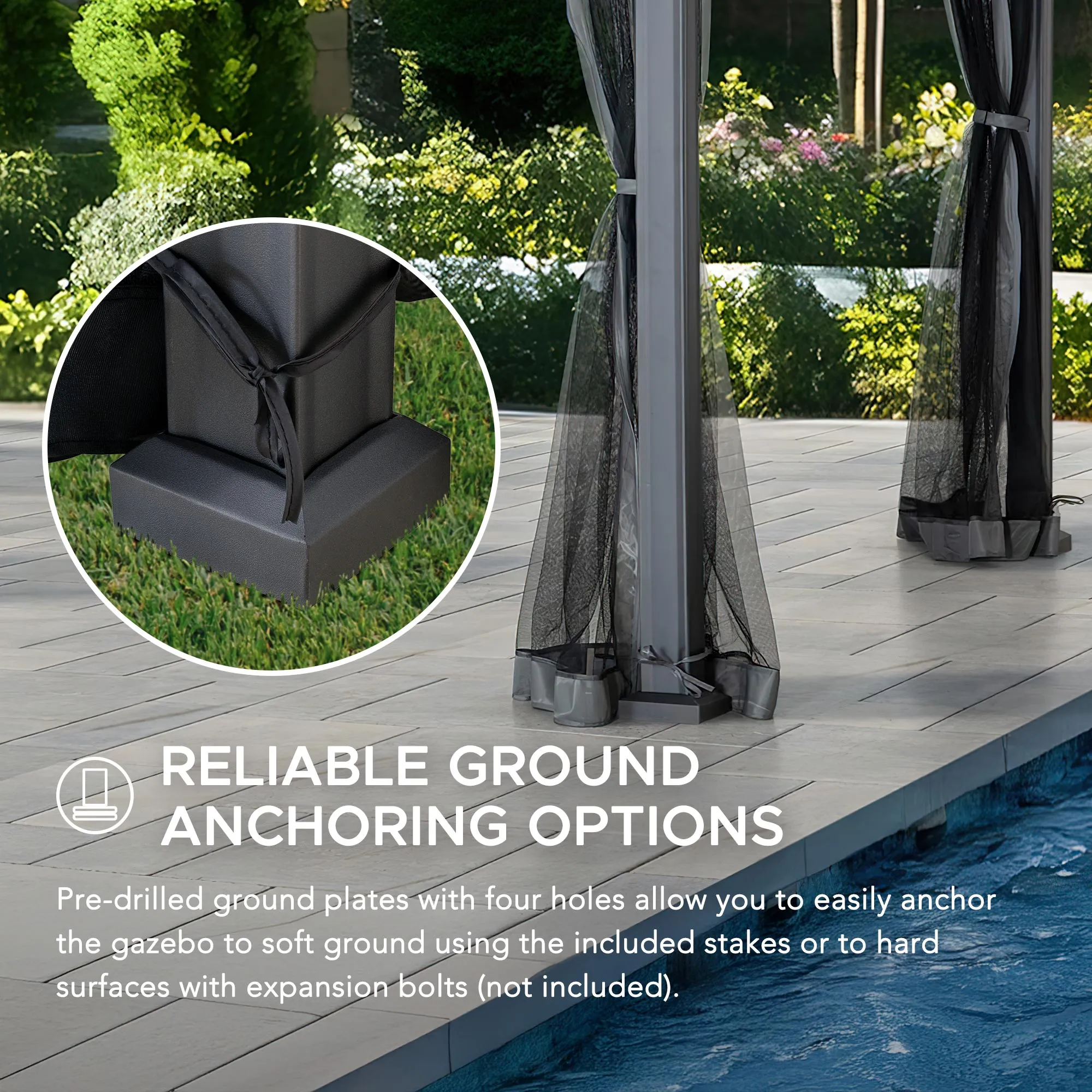 Heavy-Duty Hardtop Gazebo with Mosquito Netting - 3.6m x 3m - Image 9