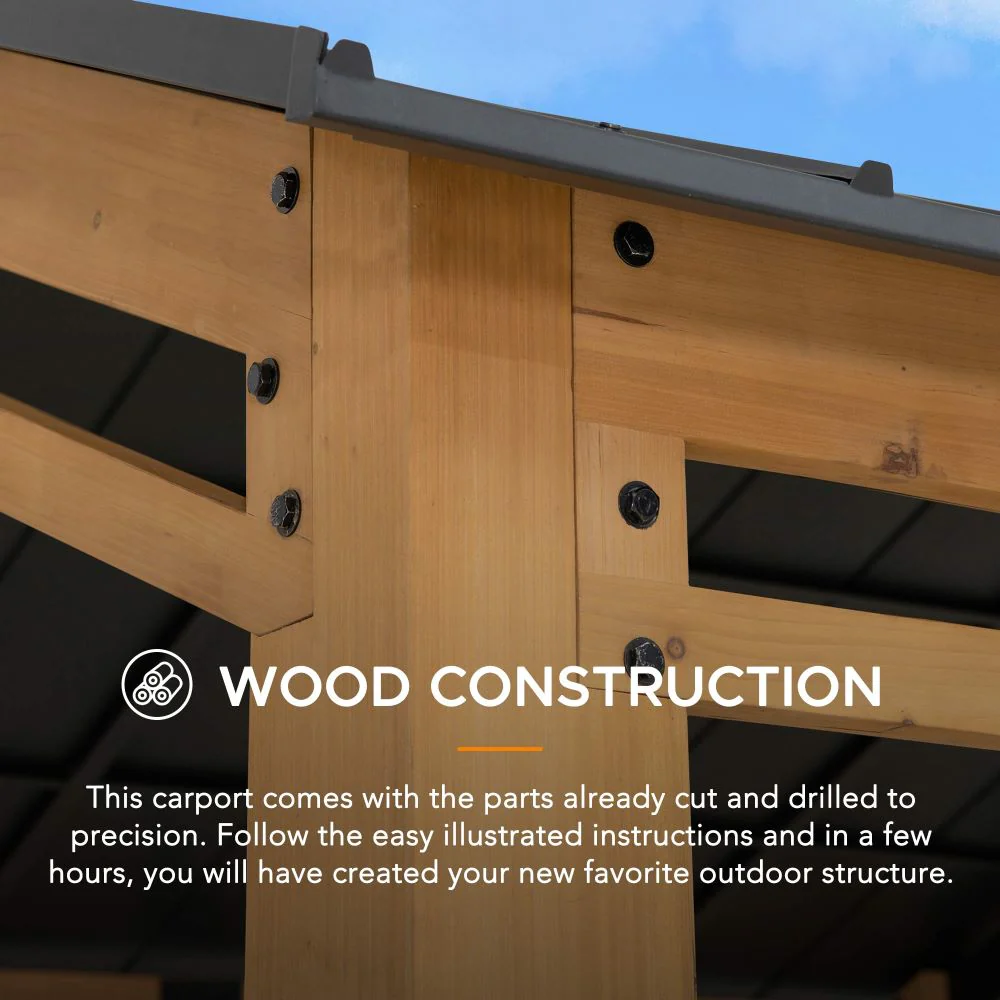 DIRAN Cedar Wood Carport - 336cm x 603cm - Image 6