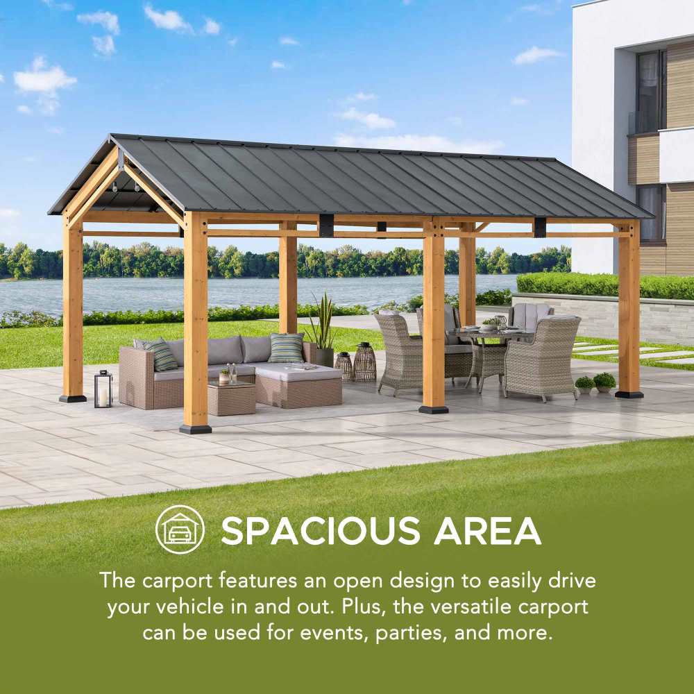 DIRAN Cedar Wood Carport - 336cm x 603cm - Image 7