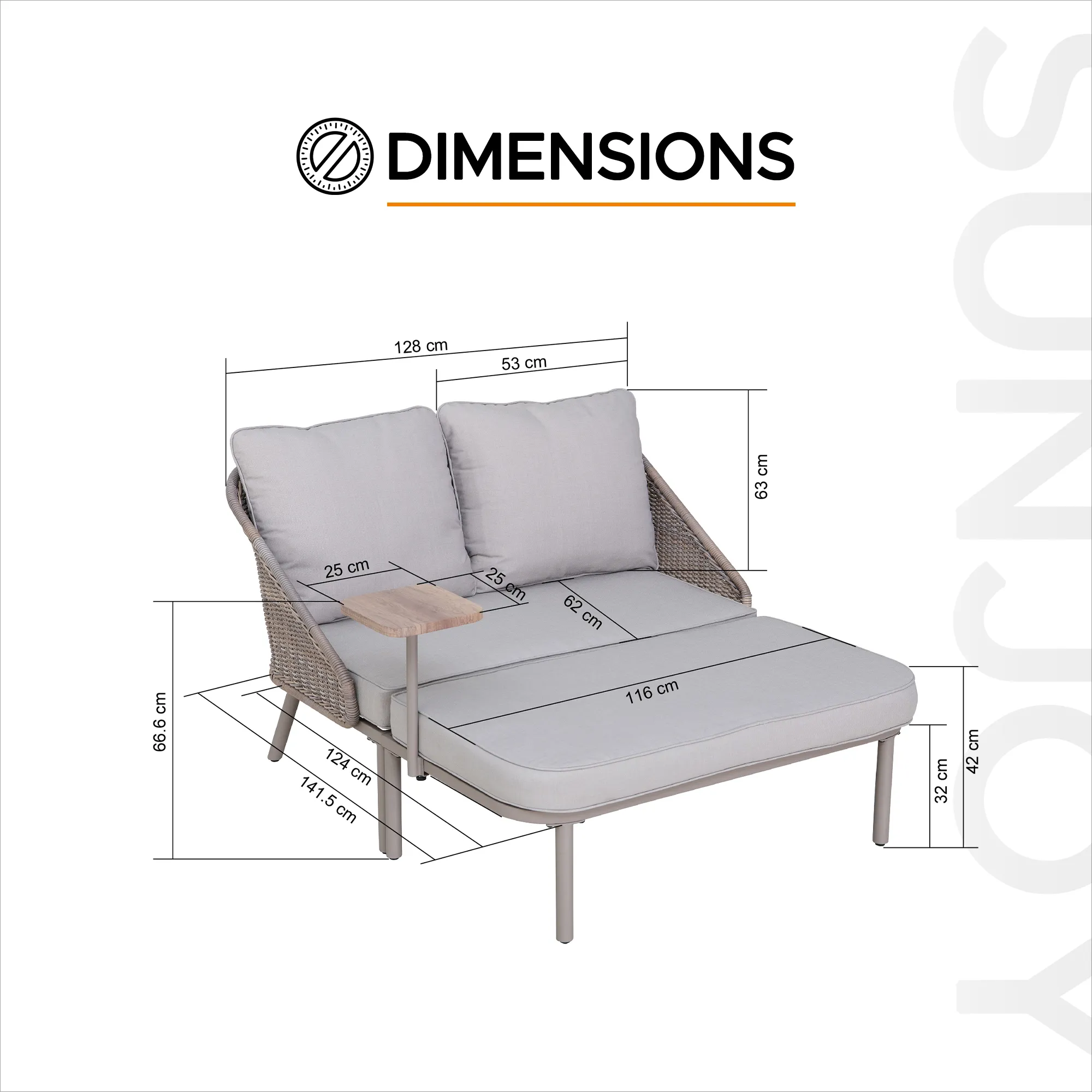 Garden Daybed PORTO - 142cm x 128cm - Image 3