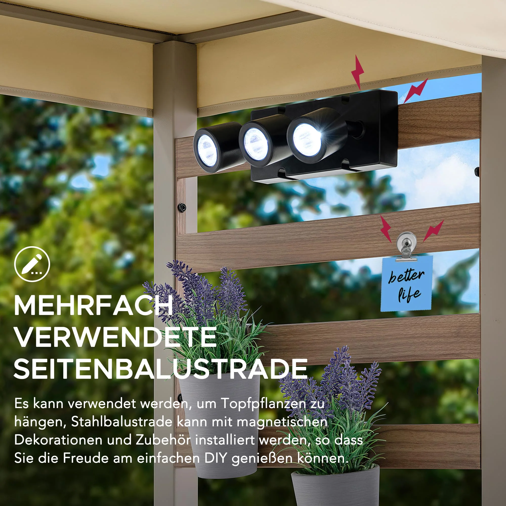 FARO Steel Garden Bench - 57cm x 147cm, Grey - Image 4