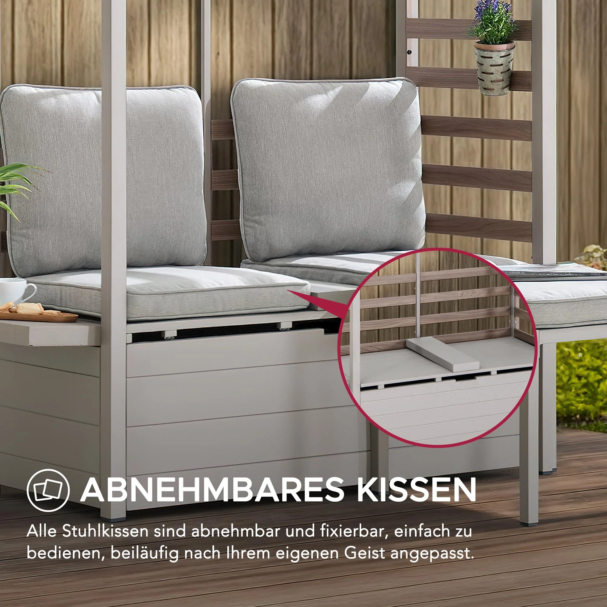 FARO Steel Garden Bench - 57cm x 147cm, Grey - Image 6