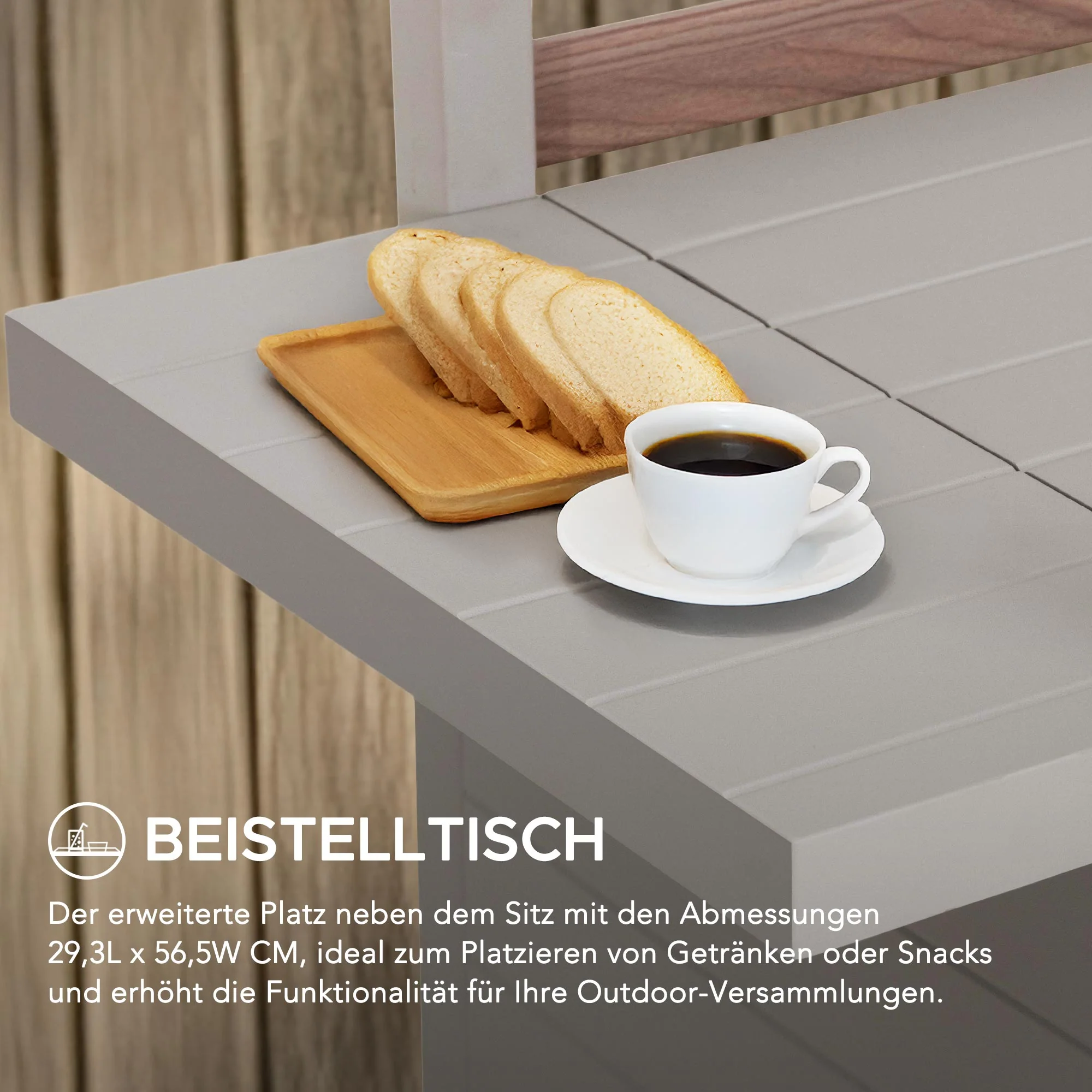 FARO Steel Garden Bench - 57cm x 147cm, Grey - Image 9