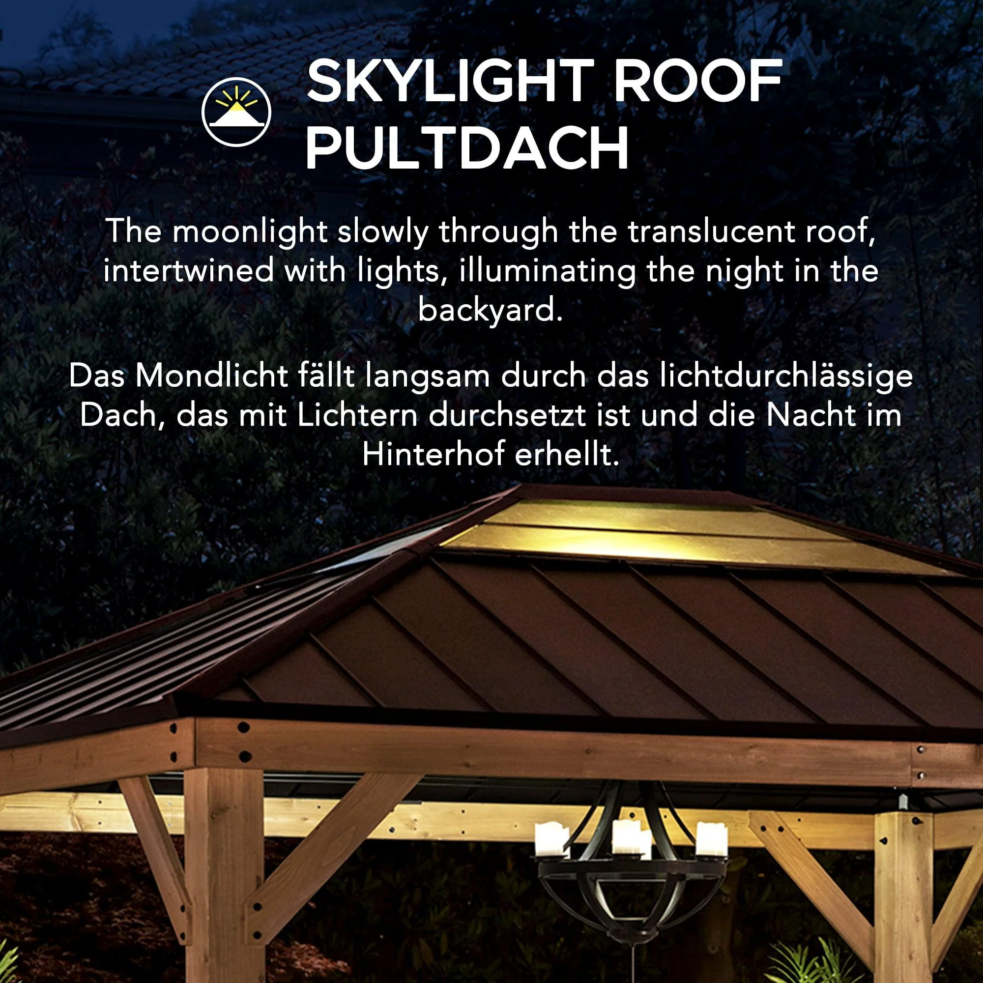 BRURI Cedar Wood Gazebo - 336cm x 394cm - Brown - Image 5