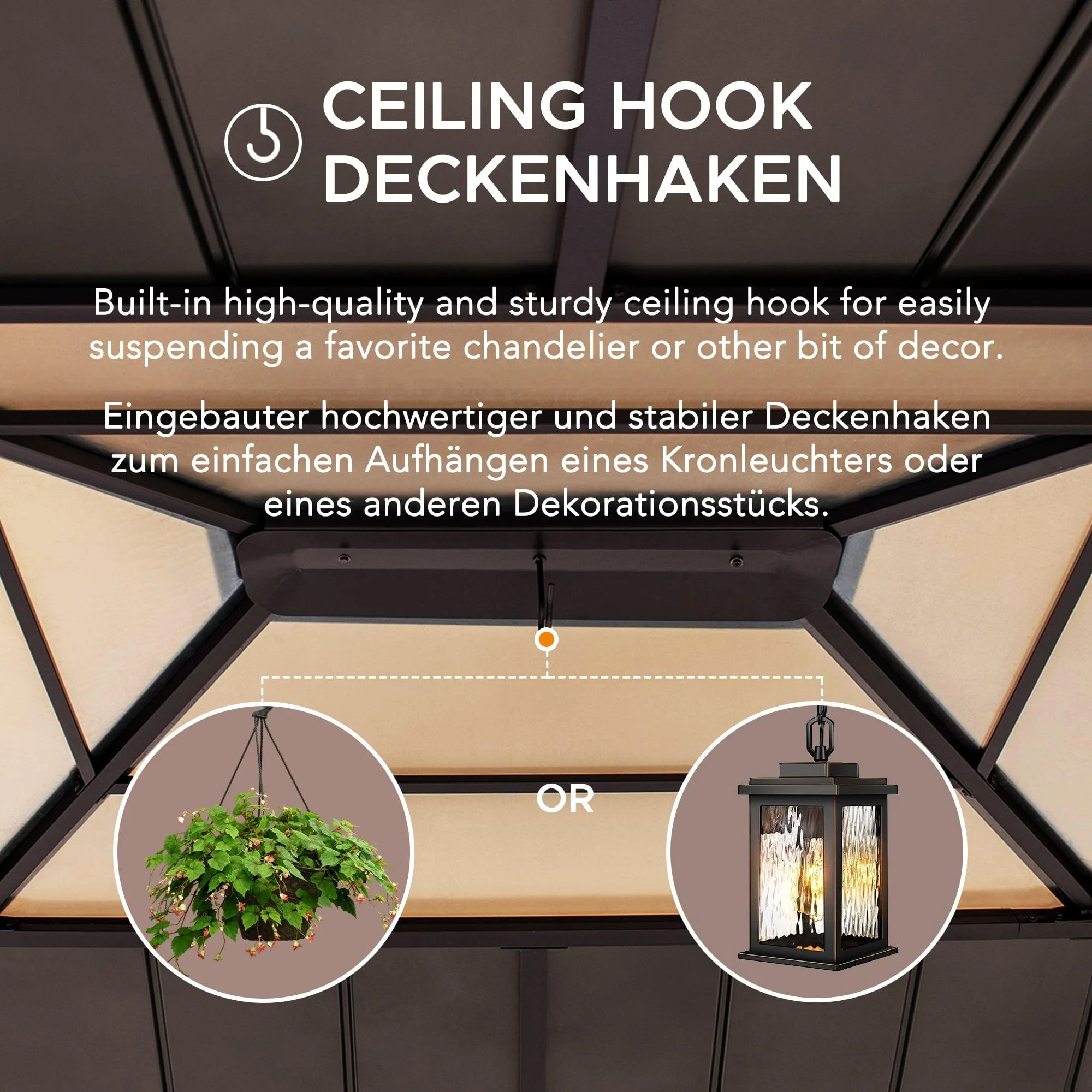 BRURI Cedar Wood Gazebo - 336cm x 394cm - Brown - Image 6