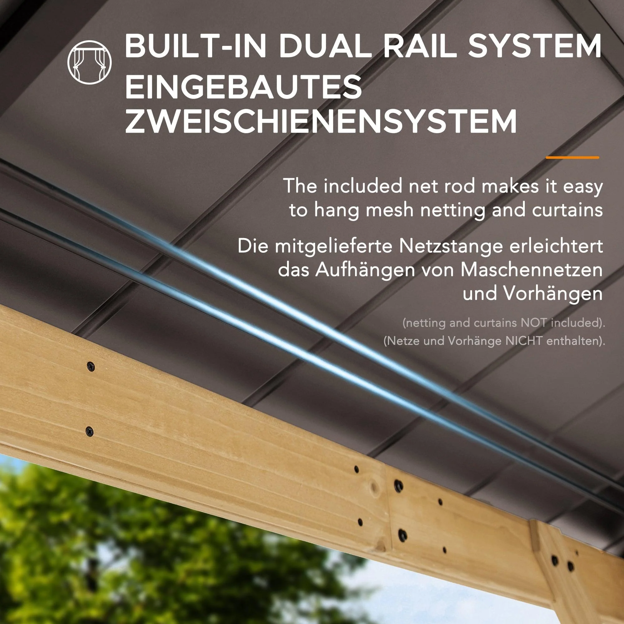 BRURI Cedar Wood Gazebo - 336cm x 394cm - Brown - Image 7