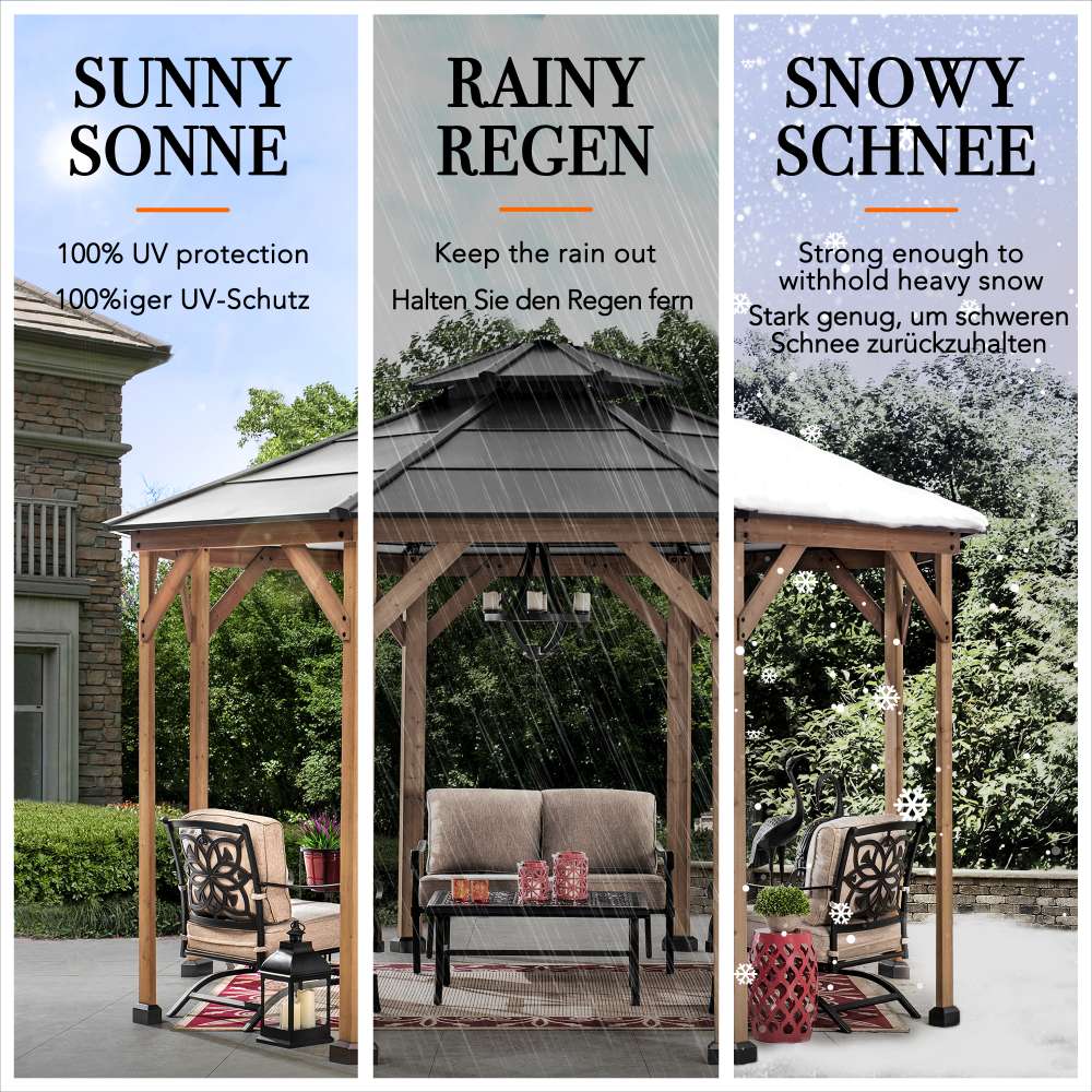 Zedernholz Gazebo EGGI - 396cm x 396cm - Image 8