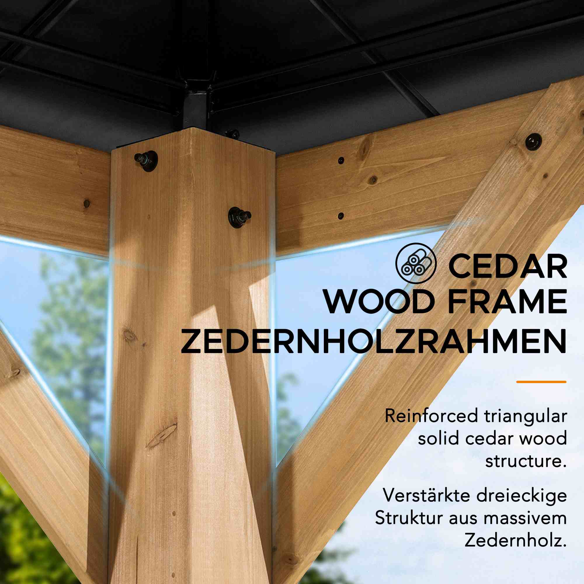 ERNIR Cedar Wood Gazebo - 393cm x 452cm - Image 8