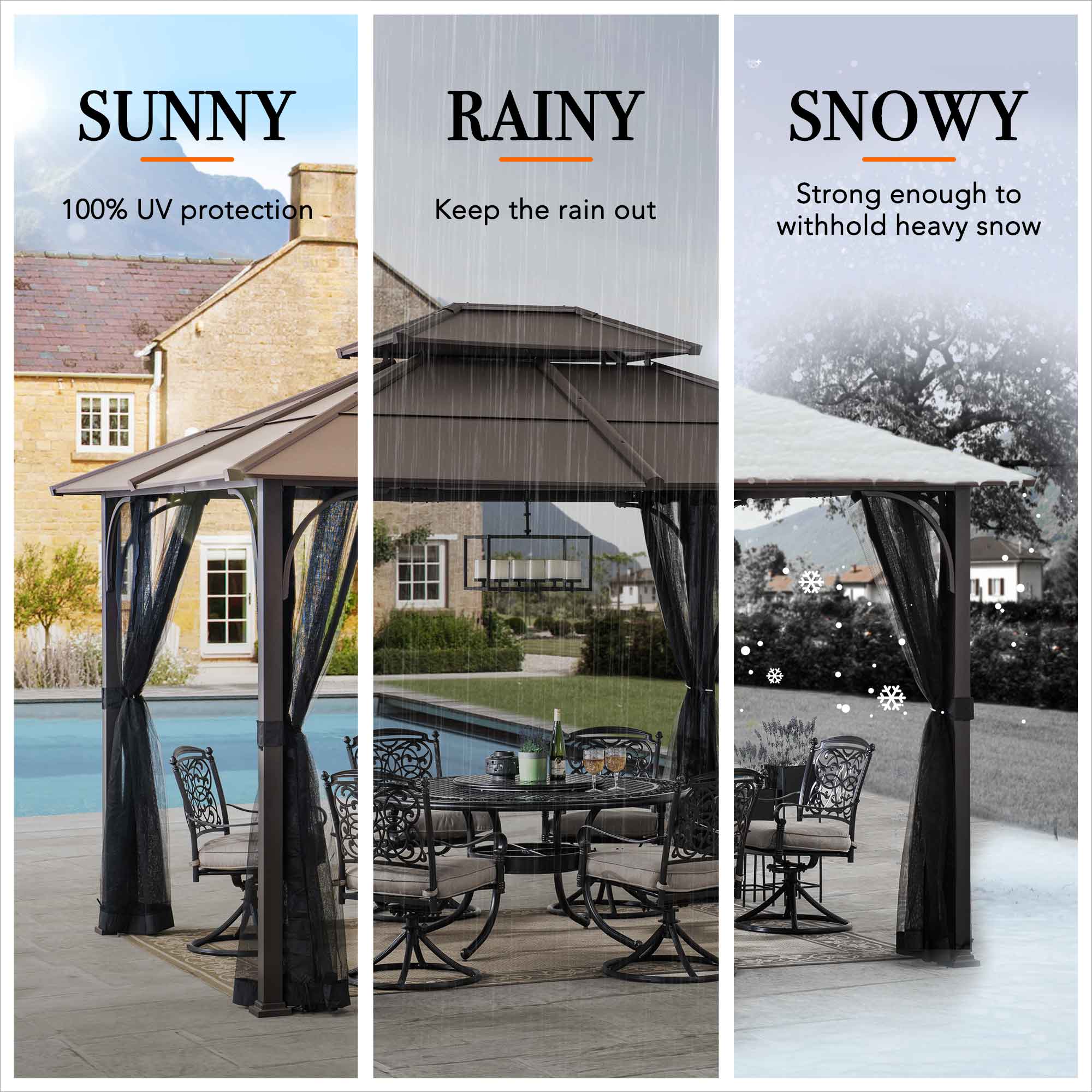 KALDI Steel Gazebo - 307cm x 366cm - Image 9