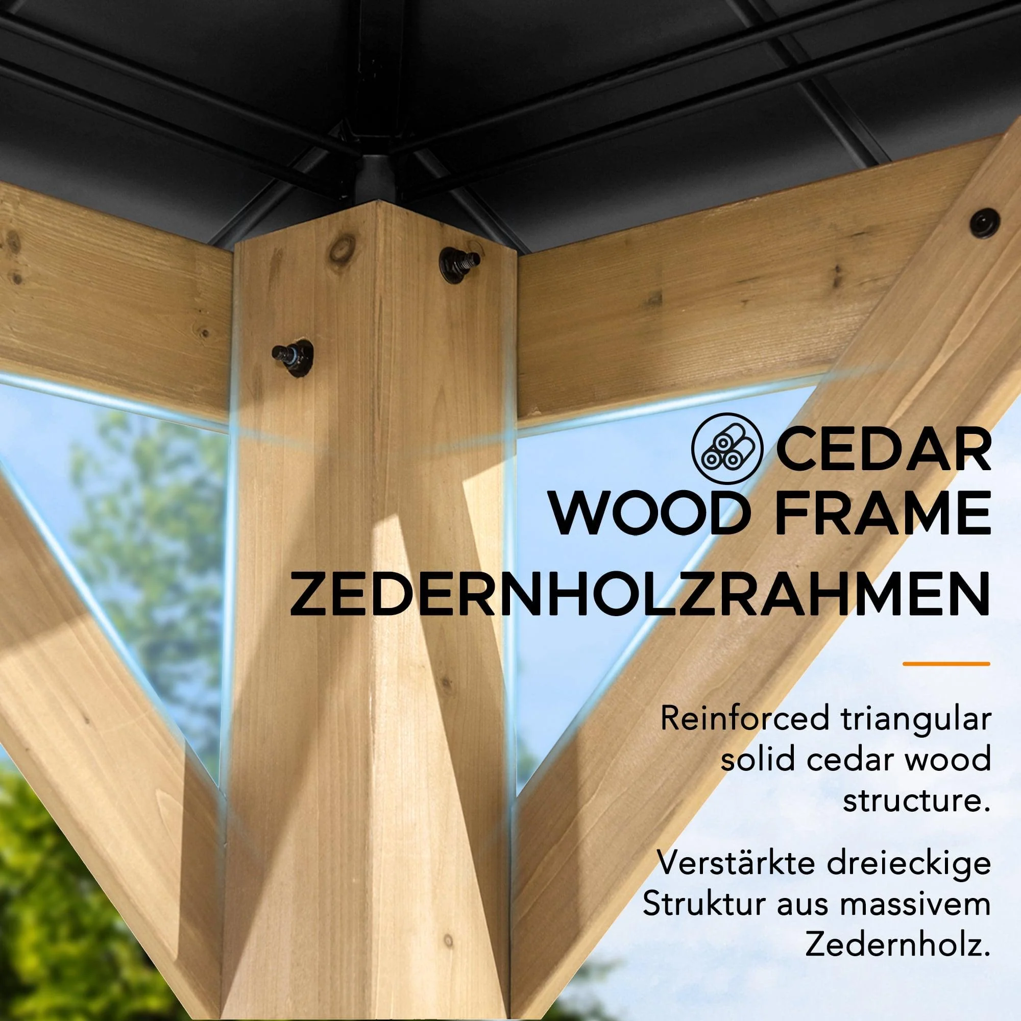 Cedar Wood Gazebo KAPS - 330cm x 330cm - Image 7
