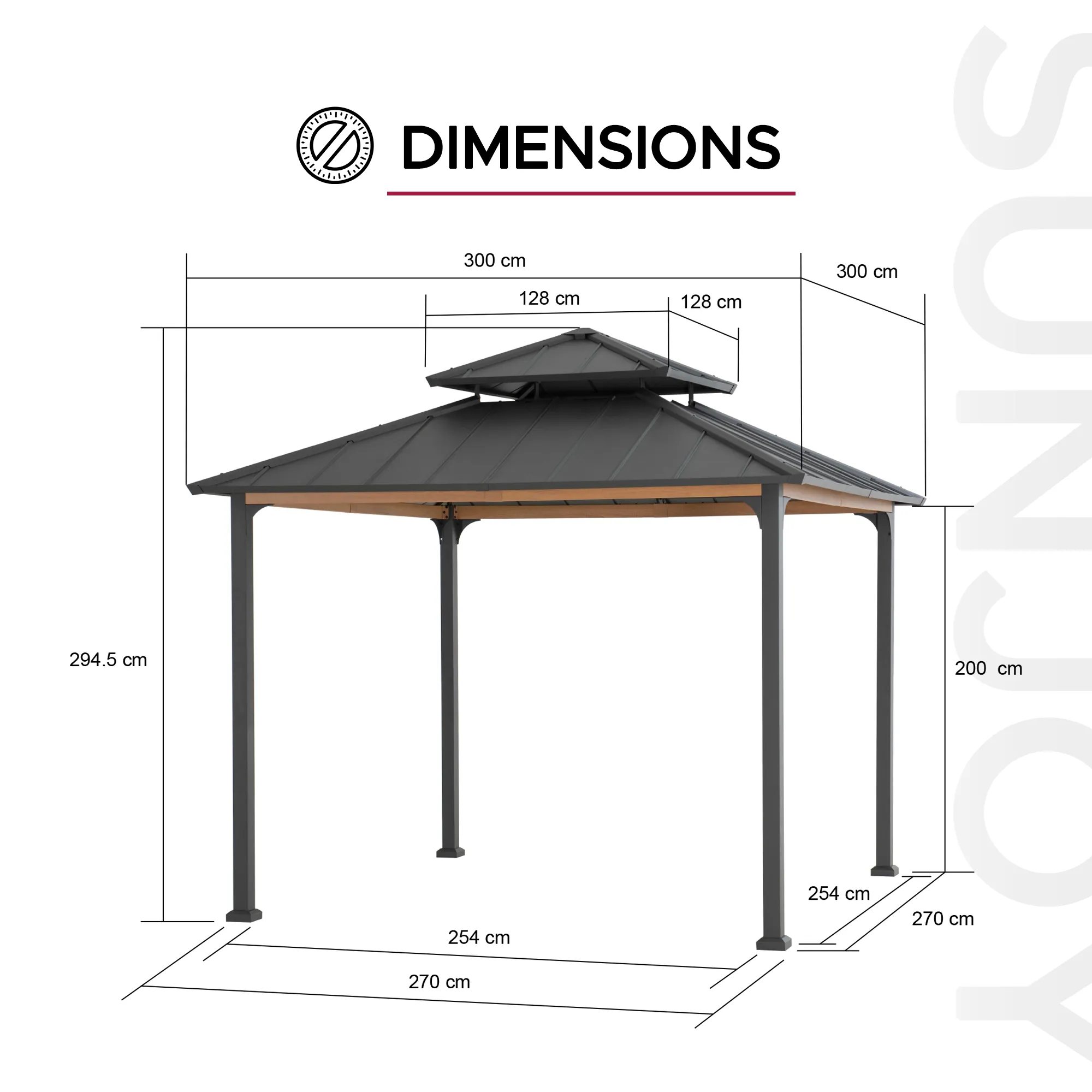 Pasu Steel Gazebo - 300cm x 300cm - Image 3