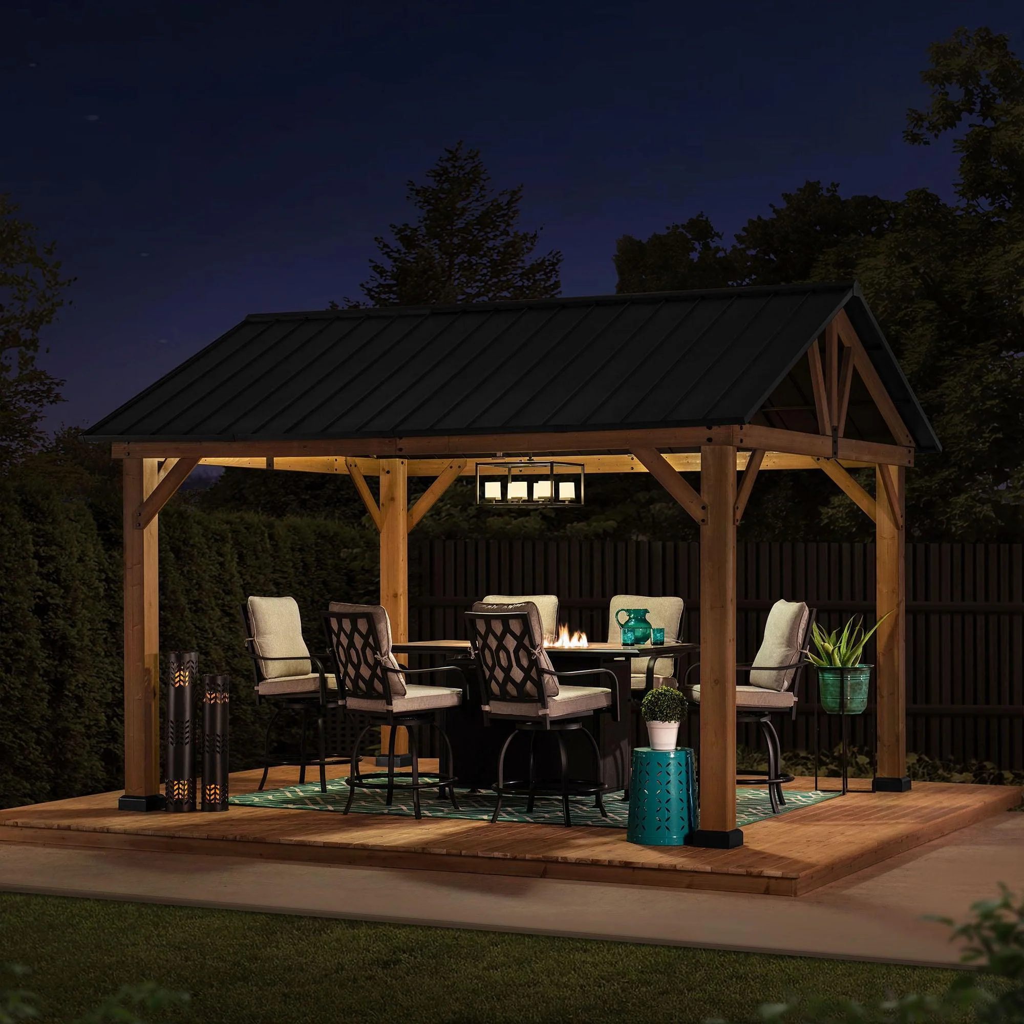 TÖDI Cedar Wood Gazebo - 336cm x 400cm - Image 10