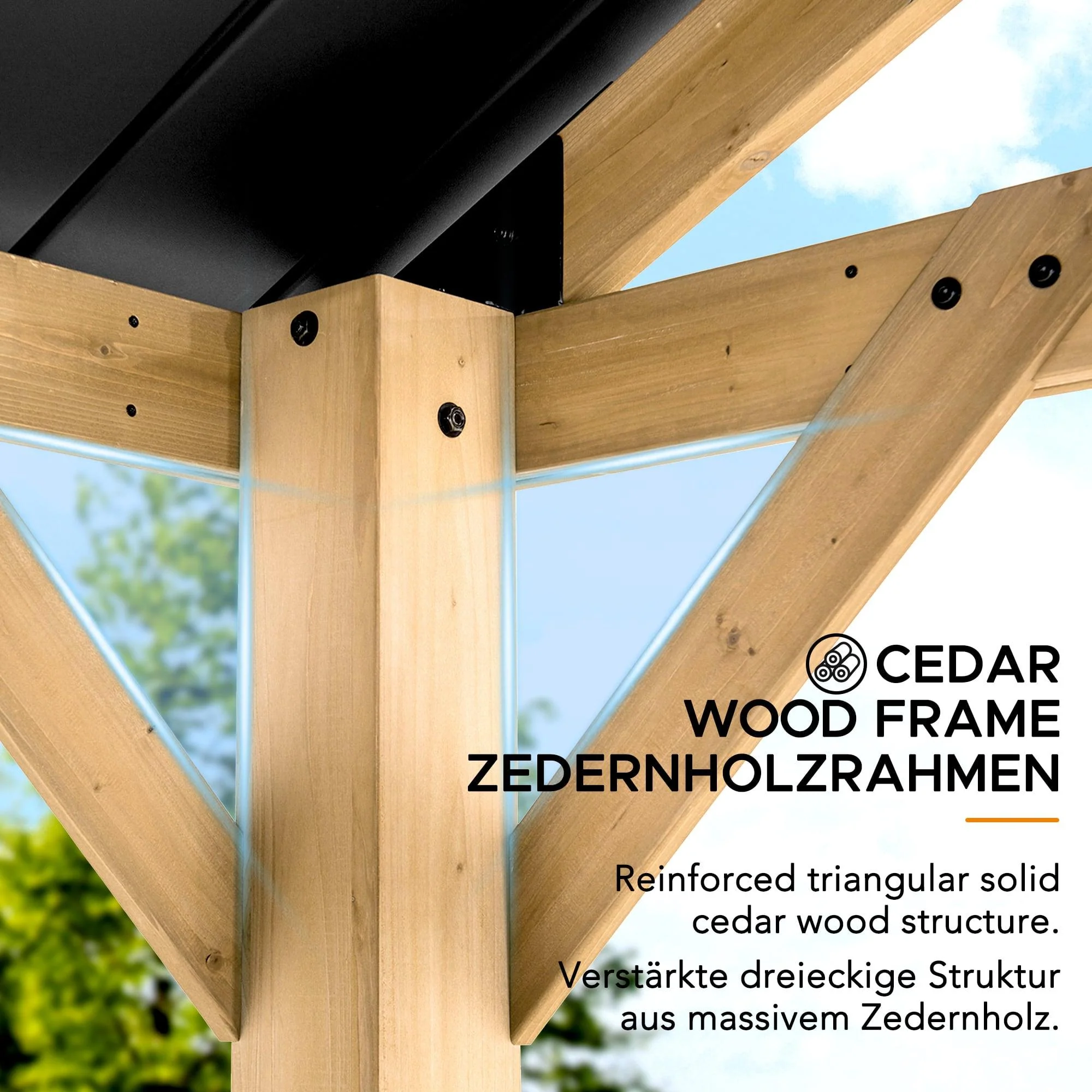 TÖDI Cedar Wood Gazebo - 336cm x 400cm - Image 7