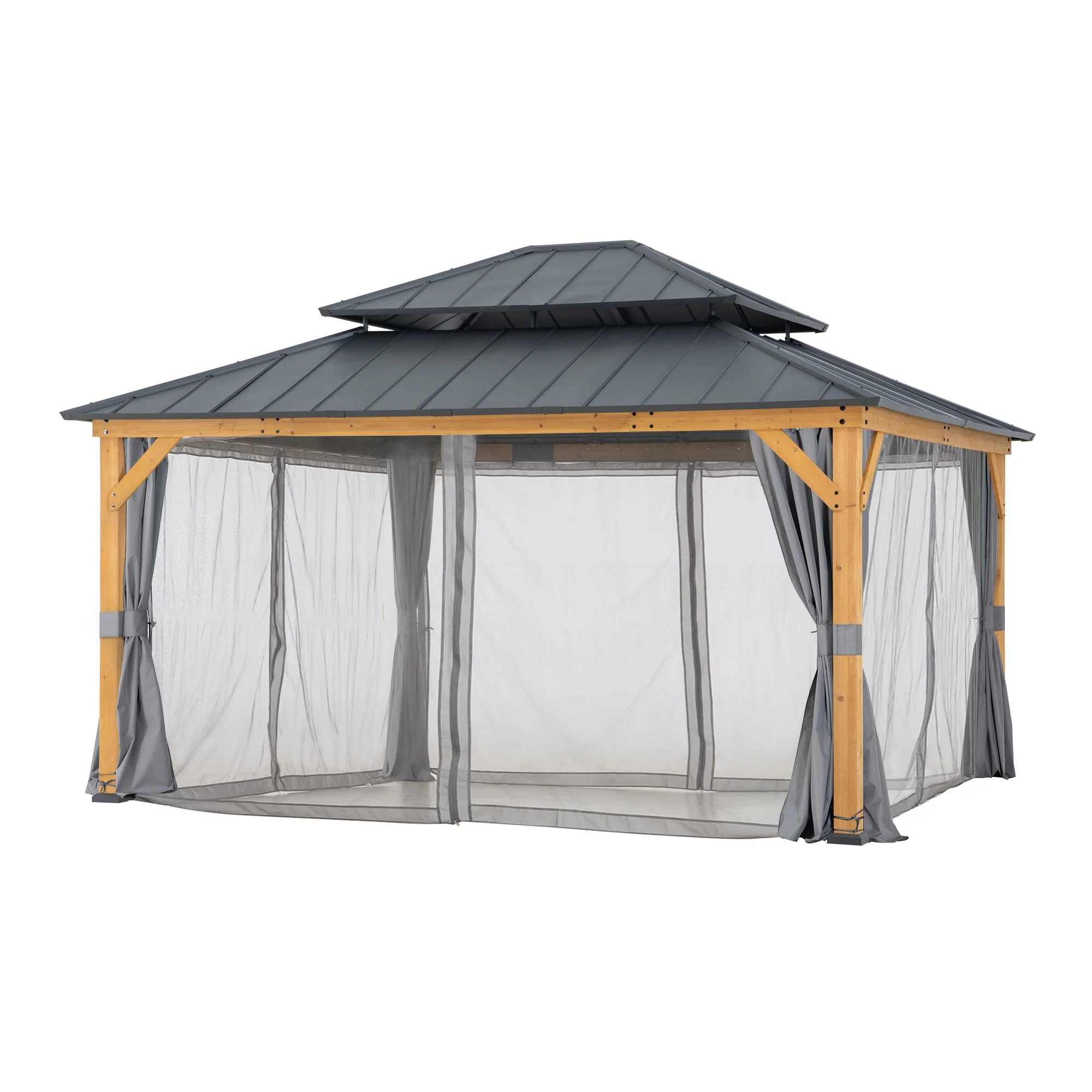 TRIVOR Cedar Wood Gazebo - 390cm x 450cm - Image 4