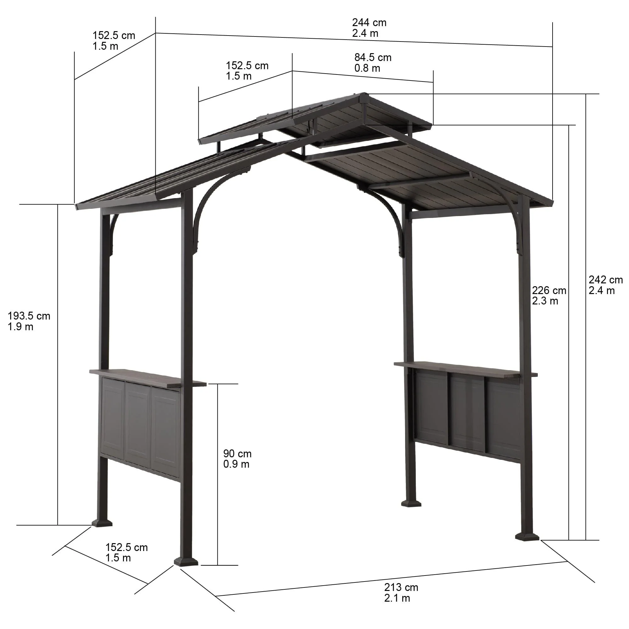 ASPE Steel Grill Gazebo - 152cm x 244cm - Image 3