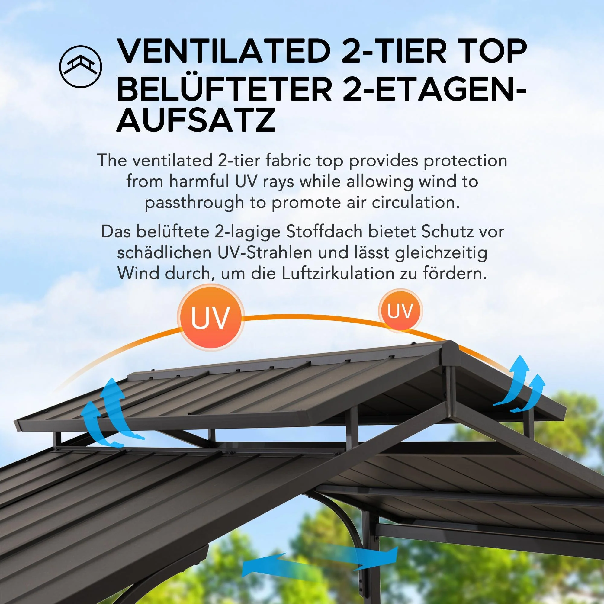 ASPE Steel Grill Gazebo - 152cm x 244cm - Image 4