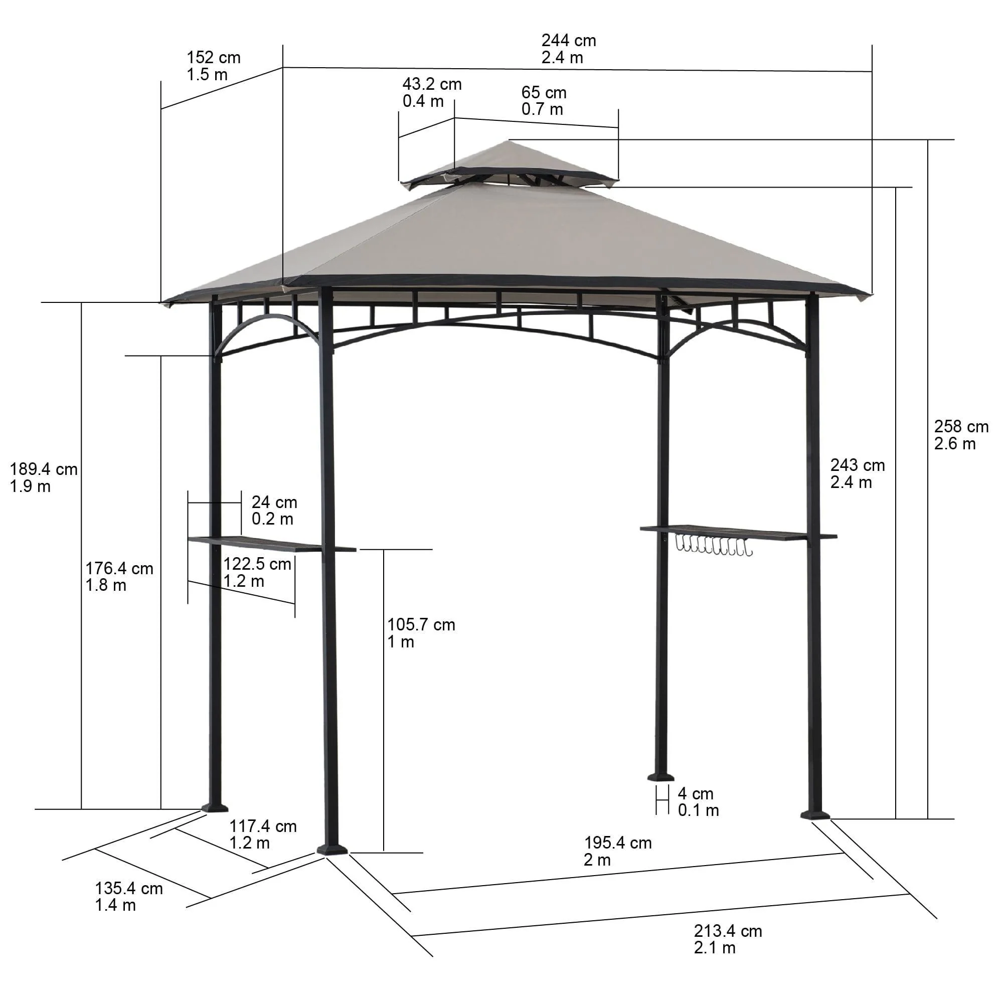 Steel Grill Gazebo LINAS - 152cm x 244cm - Image 3