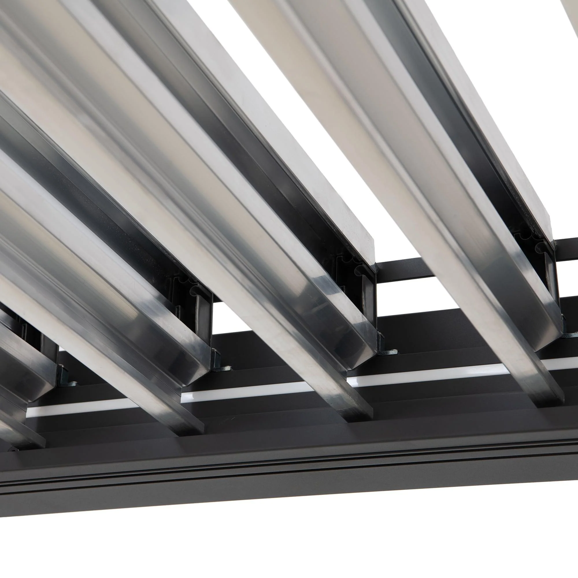 MATTERHORN Modular Multi Lamel Pergola with LED - 306cm x 306cm, Aluminum - Anthracite - Image 14