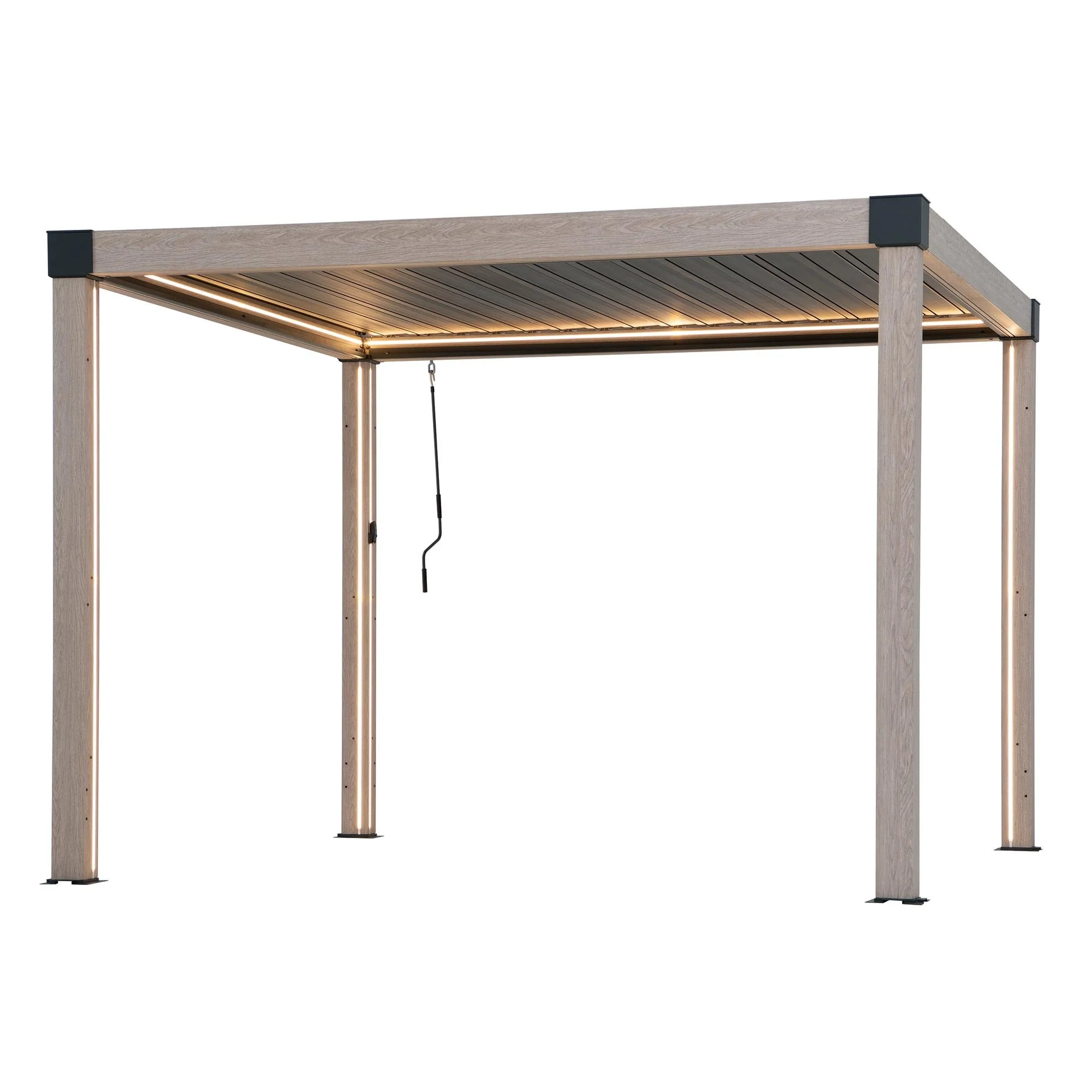 MATTERHORN Modular Multi Lamel Pergola with LED - 306cm x 306cm, Aluminum - Image 11