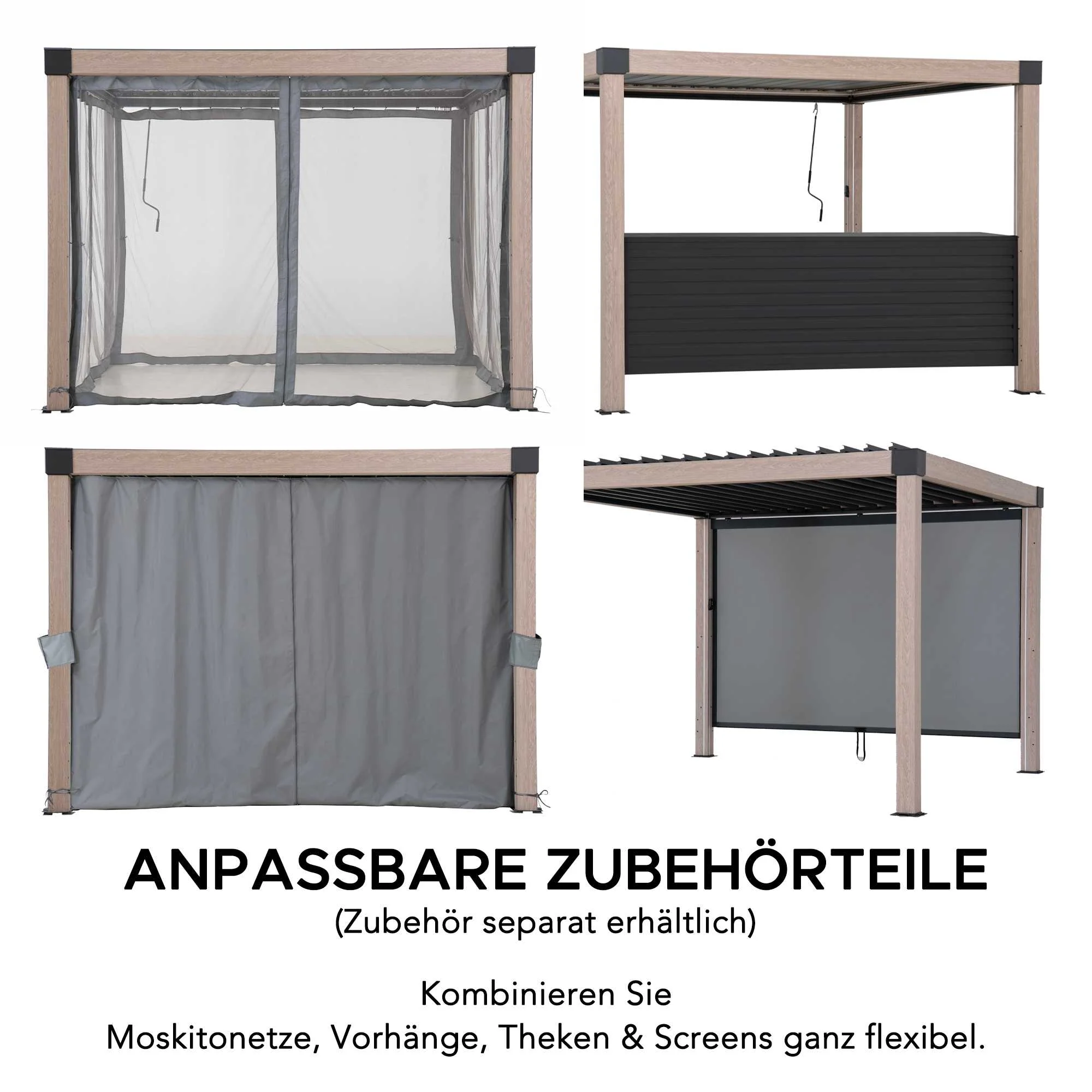 MATTERHORN Modular Multi Lamel Pergola with LED - 306cm x 306cm, Aluminum - Image 4