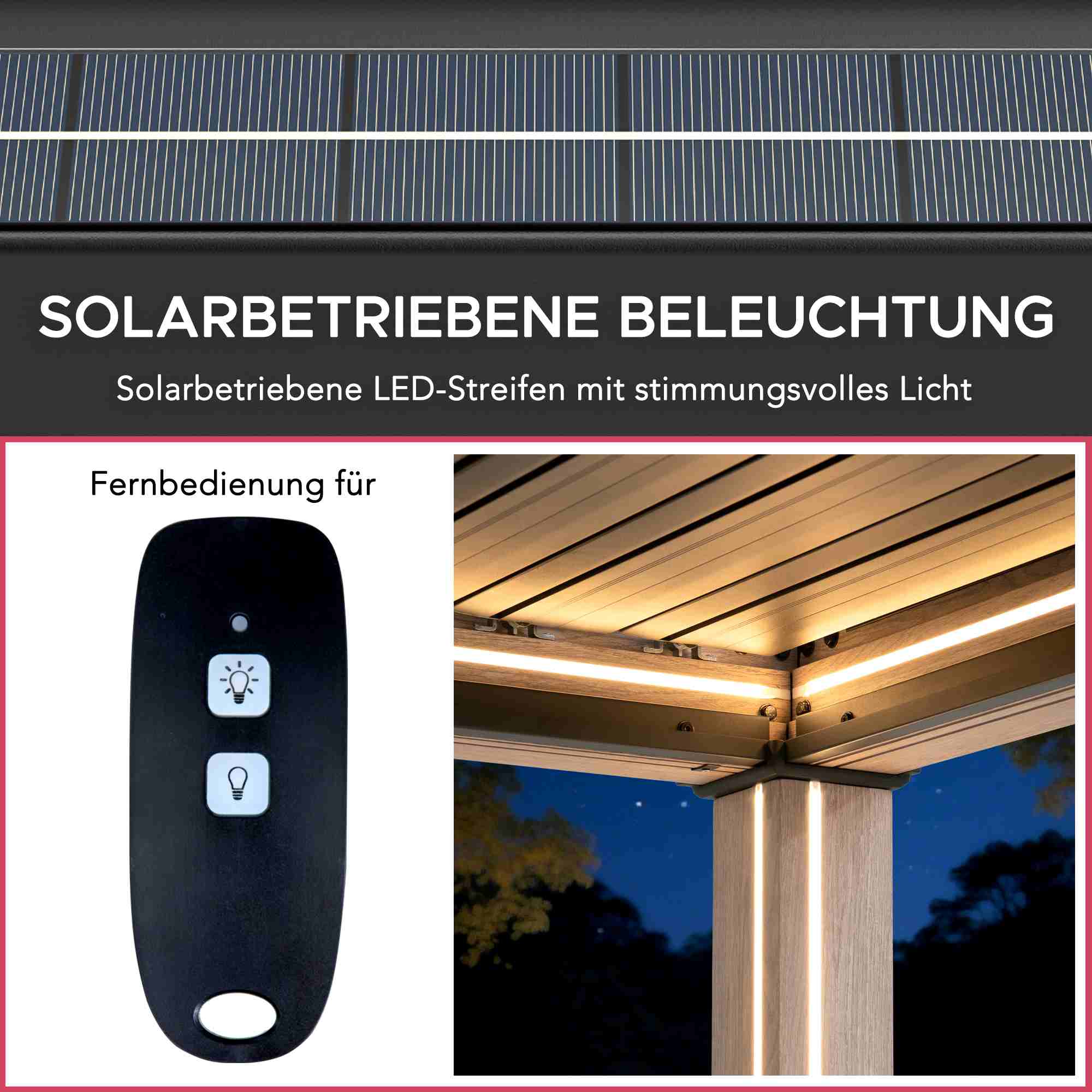 MATTERHORN Modular Multi Lamel Pergola with LED - 306cm x 306cm, Aluminum - Image 6