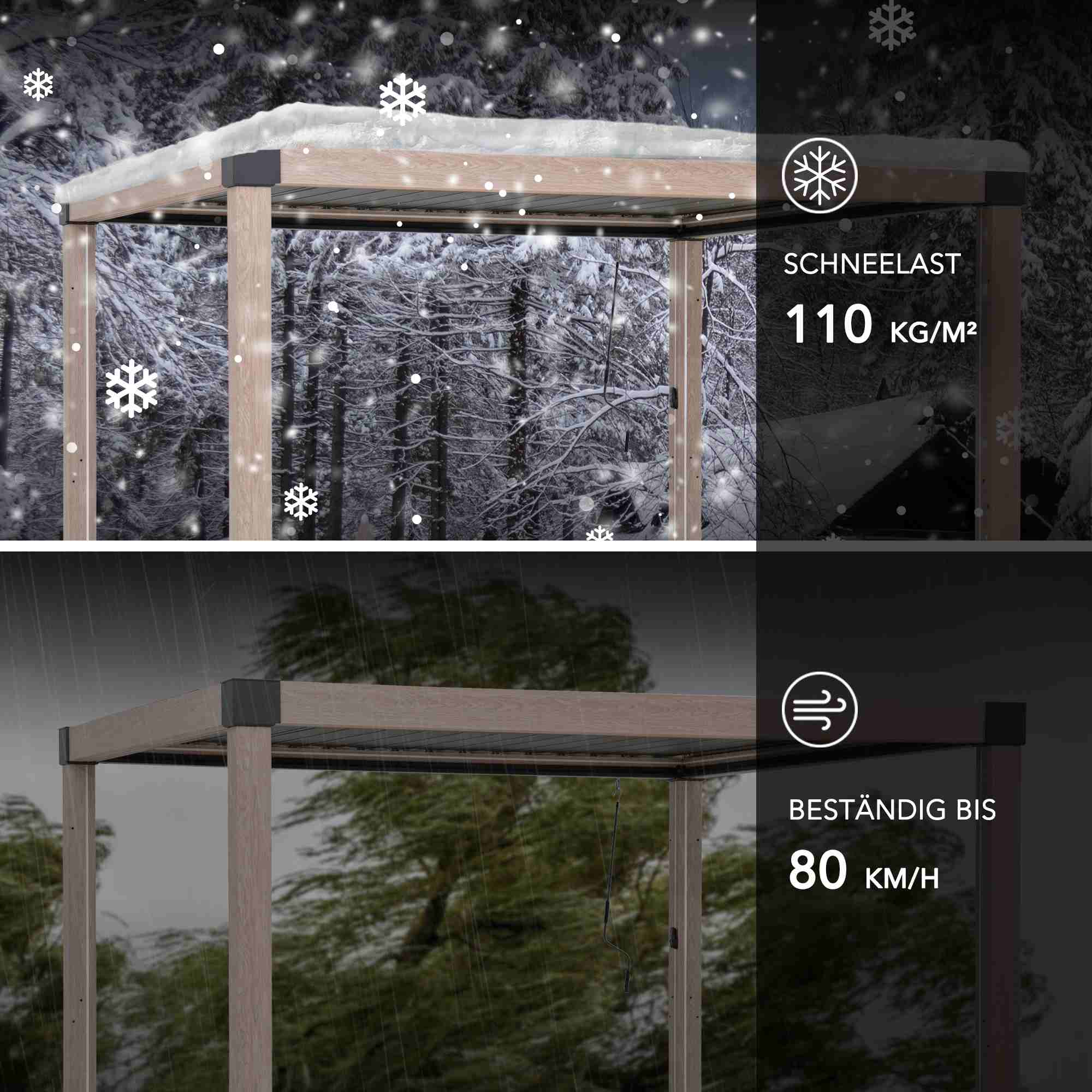 MATTERHORN Modular Multi Lamel Pergola with LED - 306cm x 306cm, Aluminum - Image 7