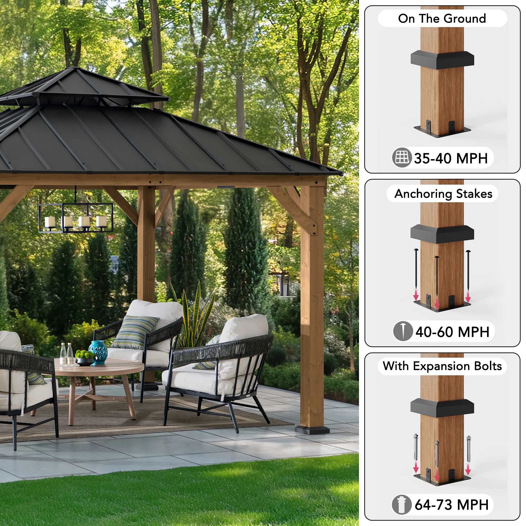 Outdoor Wooden Gazebo KAPS - 330cm x 330cm - Image 4