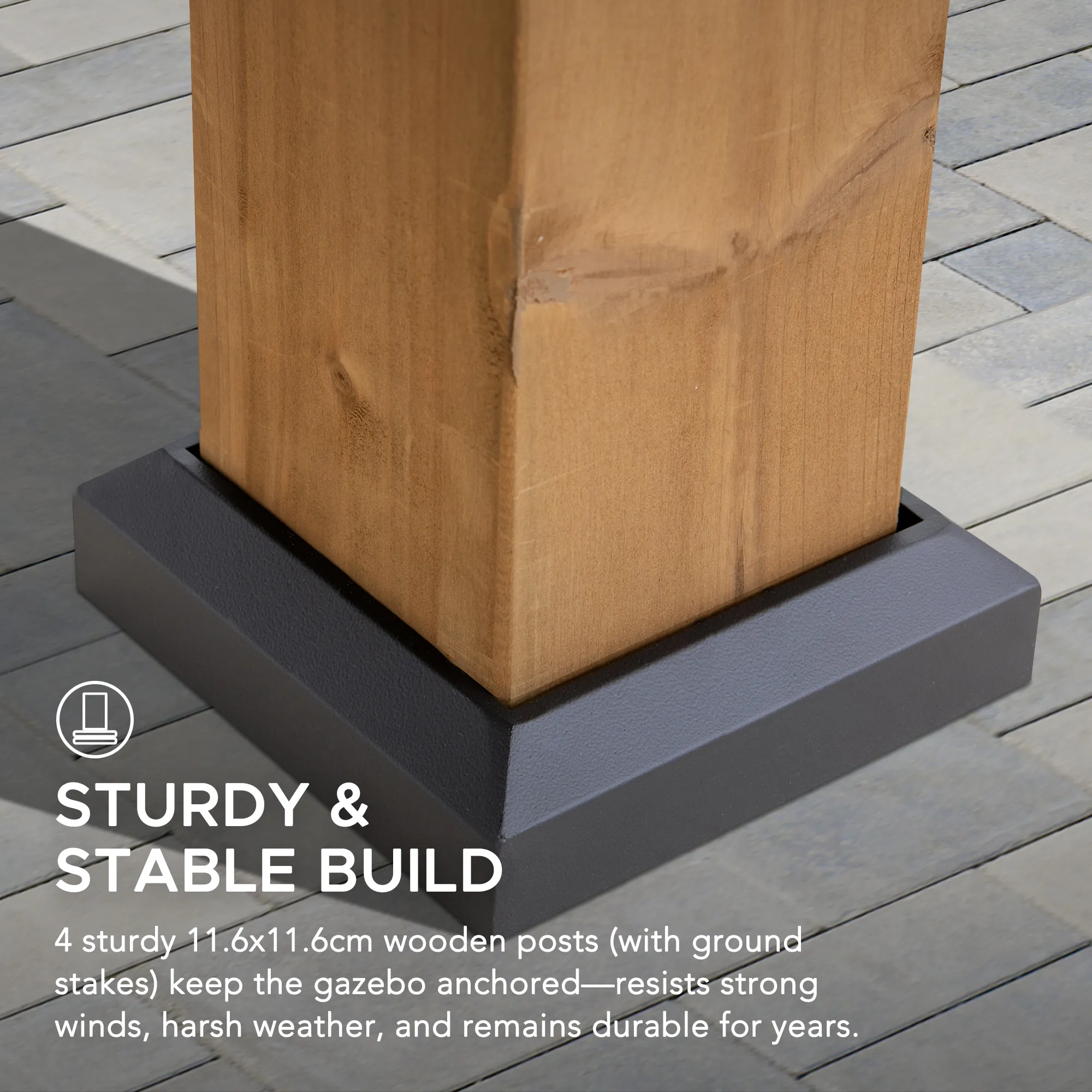 Outdoor Wooden Gazebo KAPS - 330cm x 330cm - Image 5