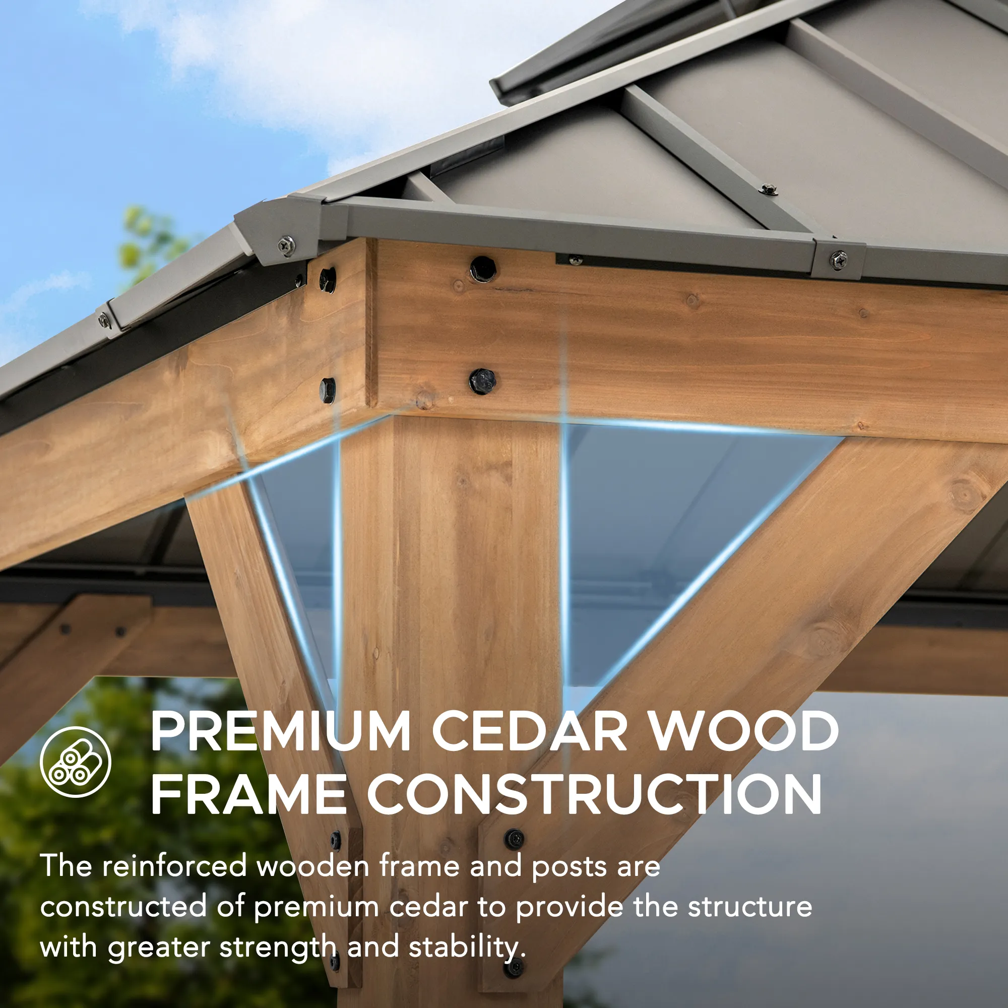 Outdoor Wooden Gazebo KAPS - 330cm x 330cm - Image 8