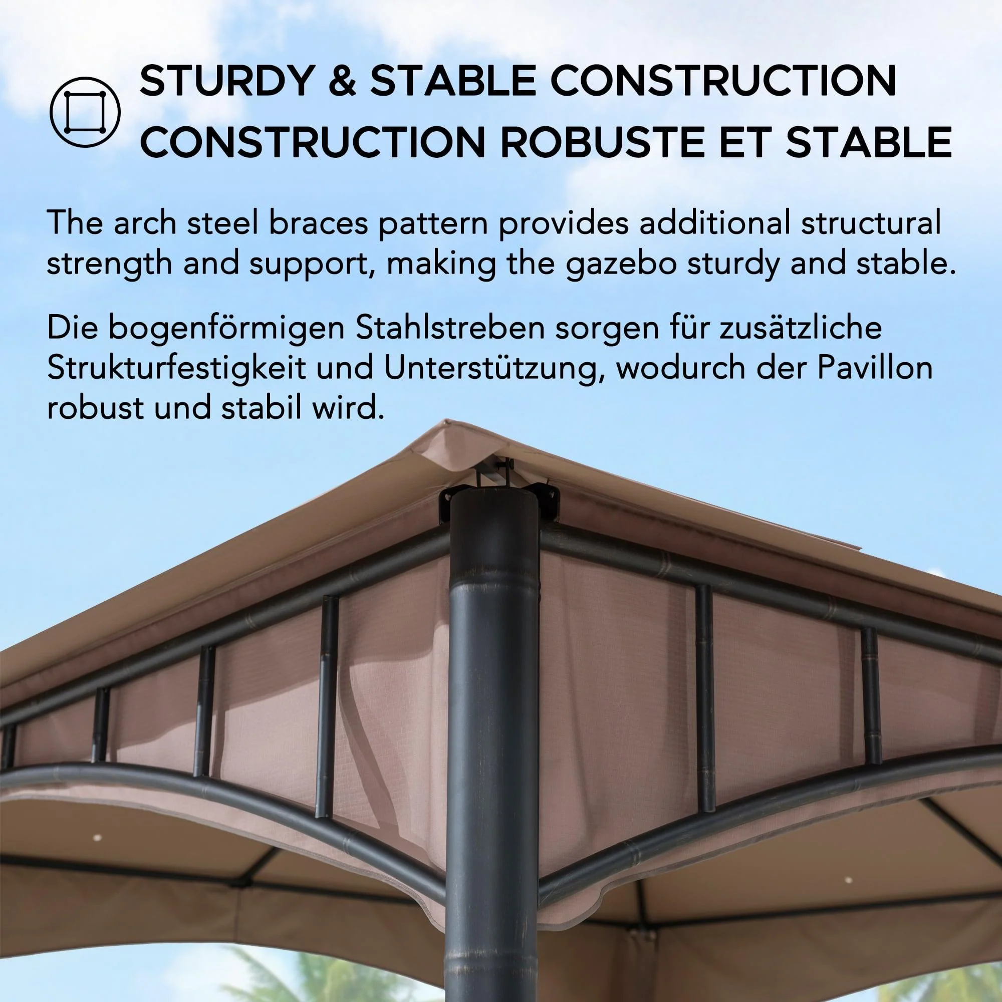 LAURO Fabric Gazebo - 340cm x 340cm - Image 8