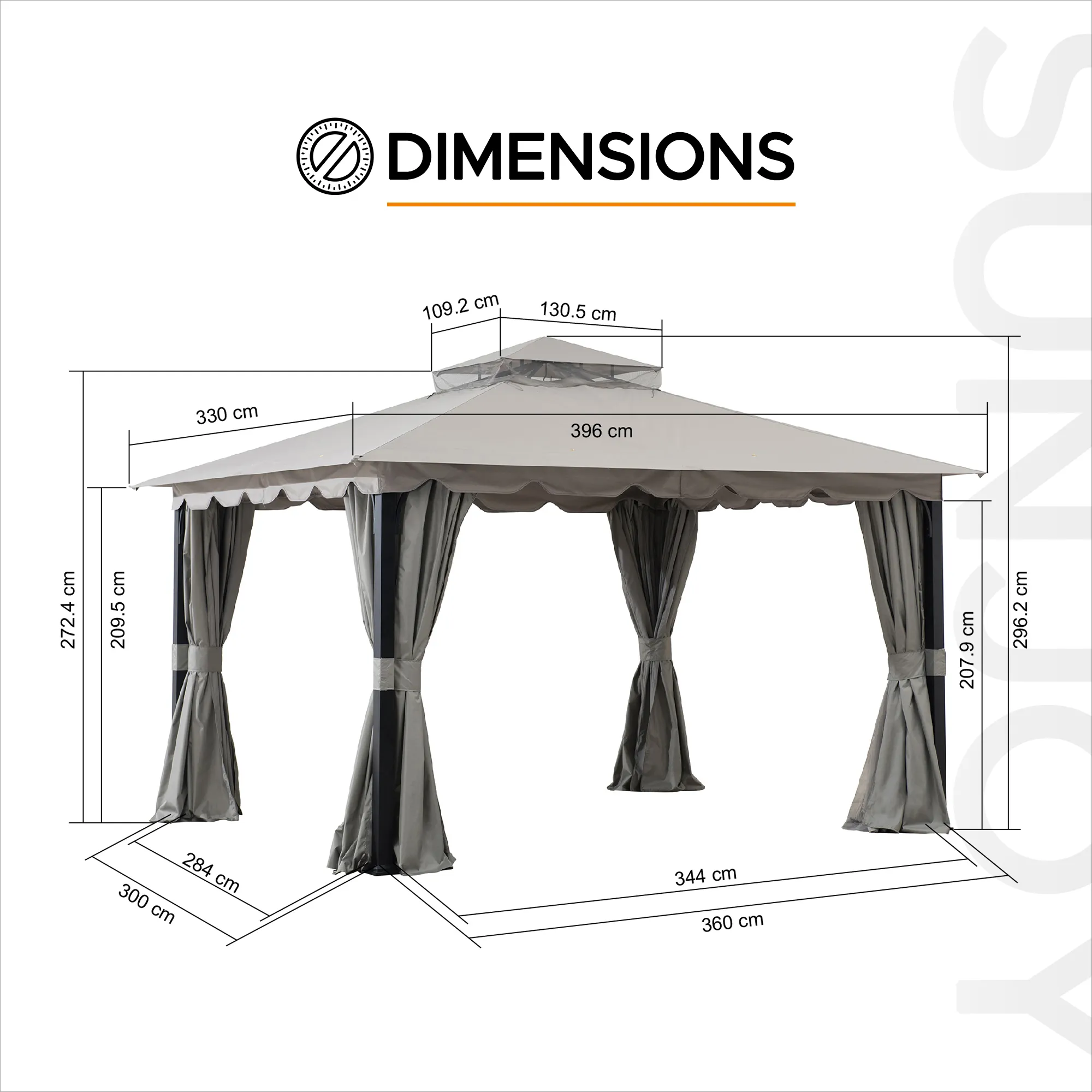 STOJ Fabric Gazebo - 336cm x 402cm - Image 3
