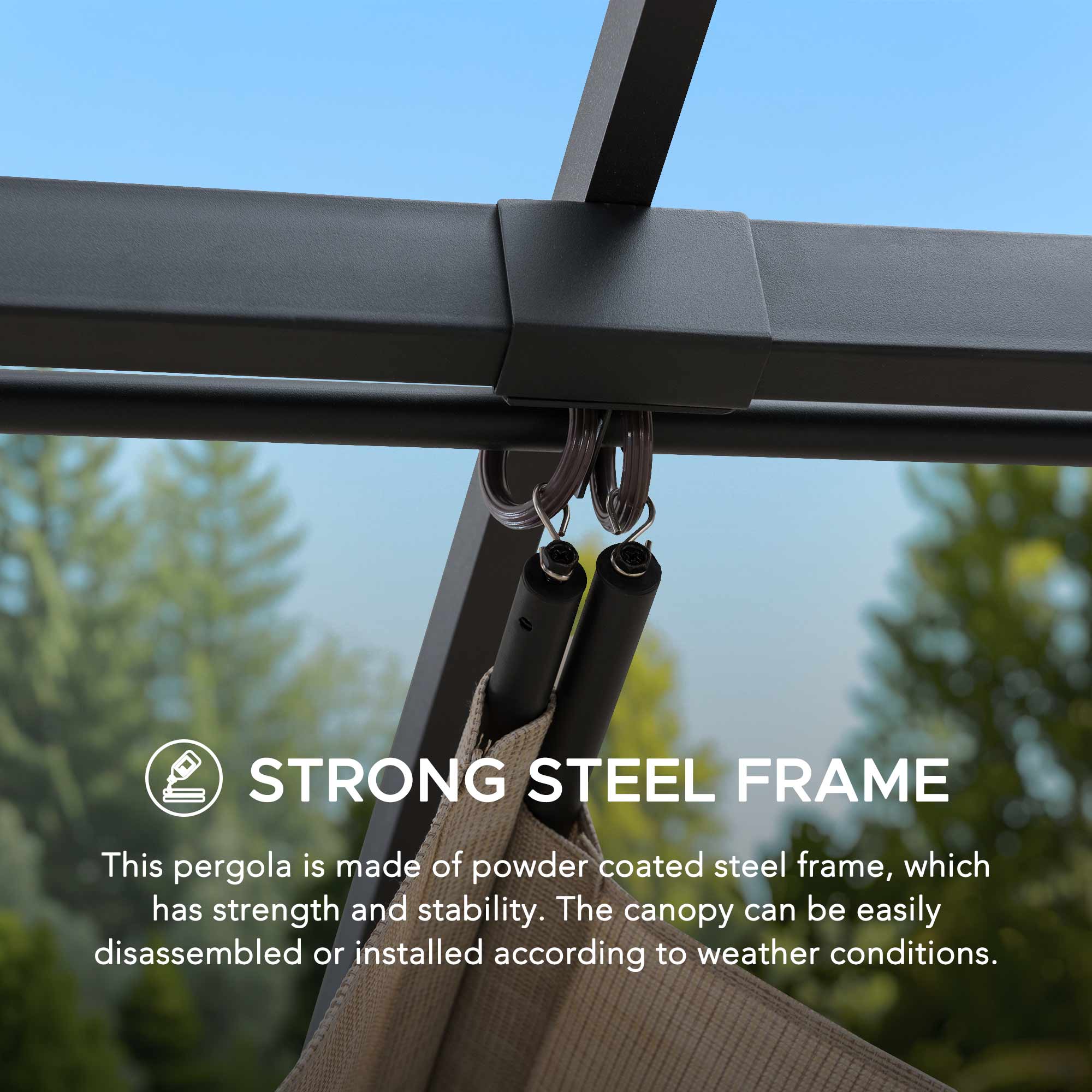 GIONA Steel Pergola - 277cm x 363cm - Image 5