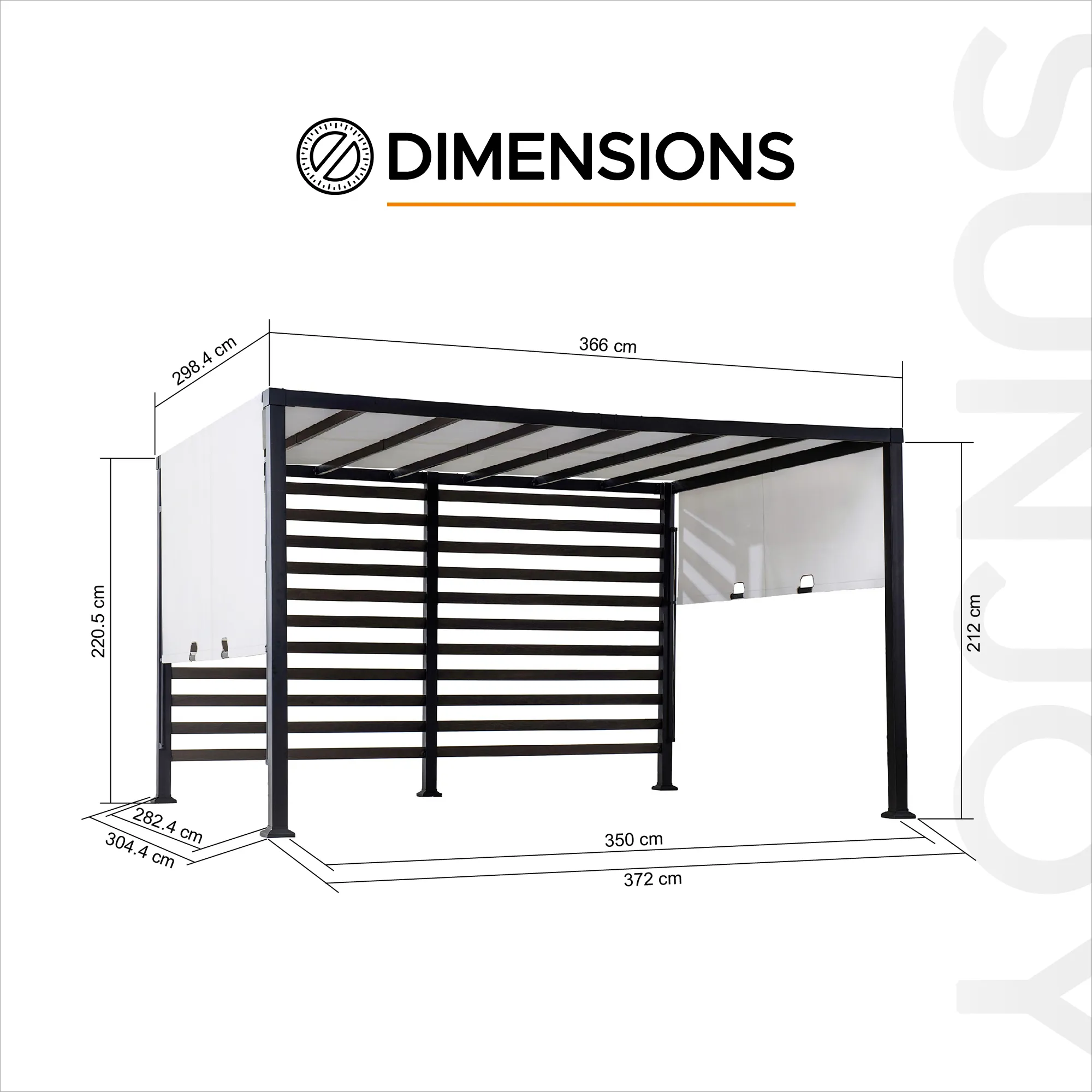 OETA Steel Pergola - 304cm x 372cm - Image 3