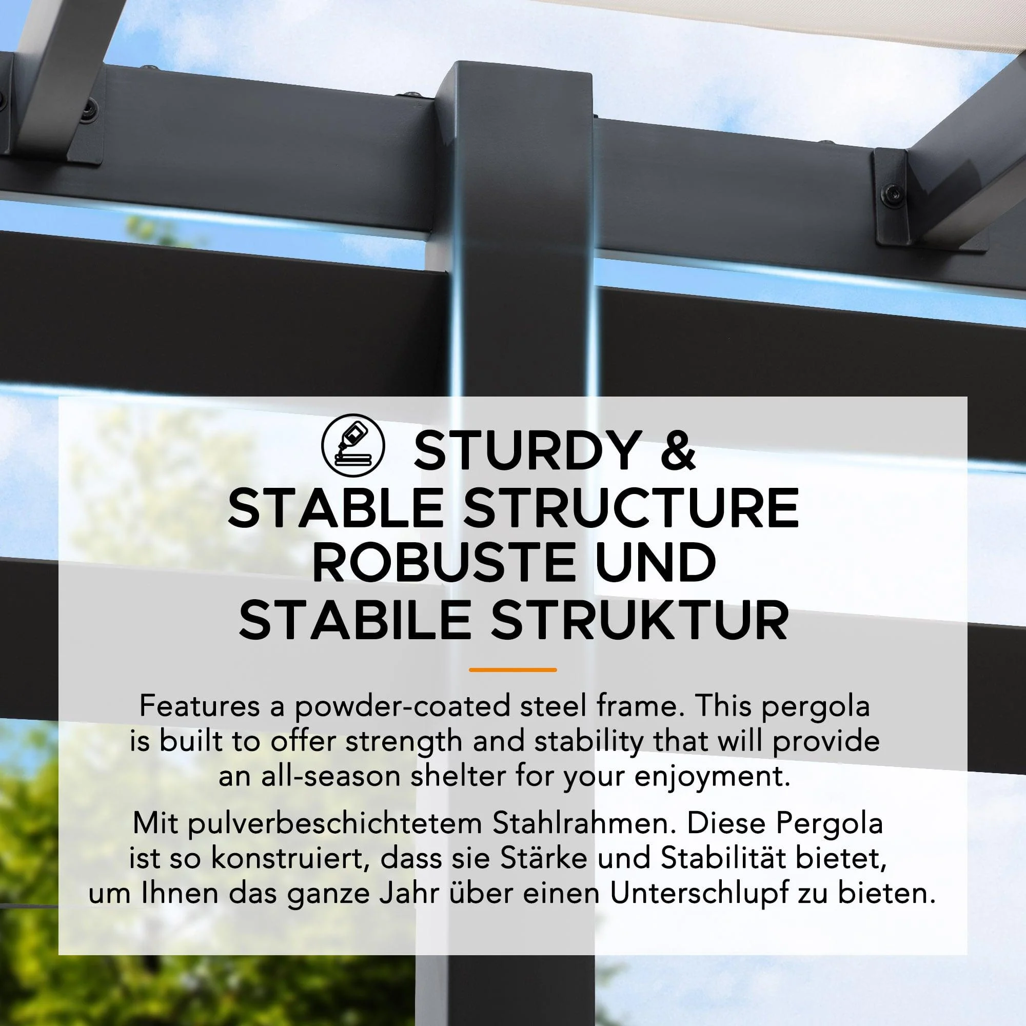 OETA Steel Pergola - 304cm x 372cm - Image 4