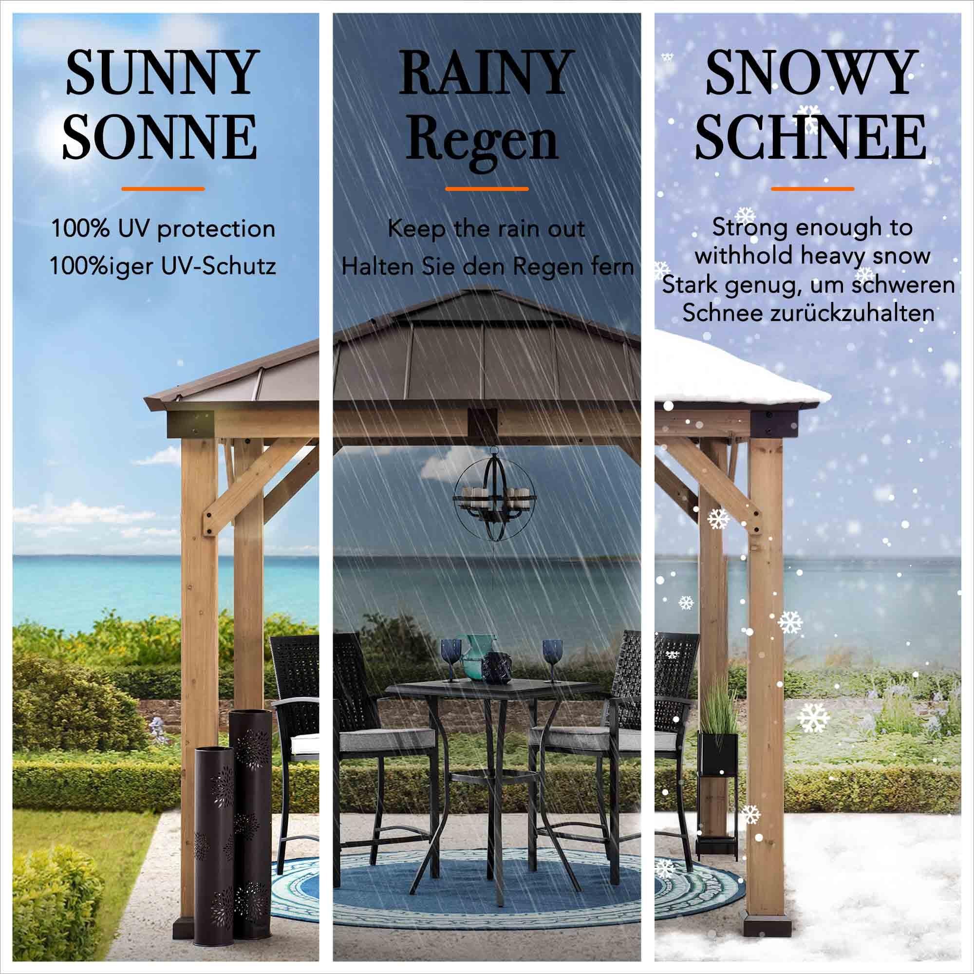 RAPI Cedar Wood Gazebo - 273cm x 273cm - Brown - Image 10