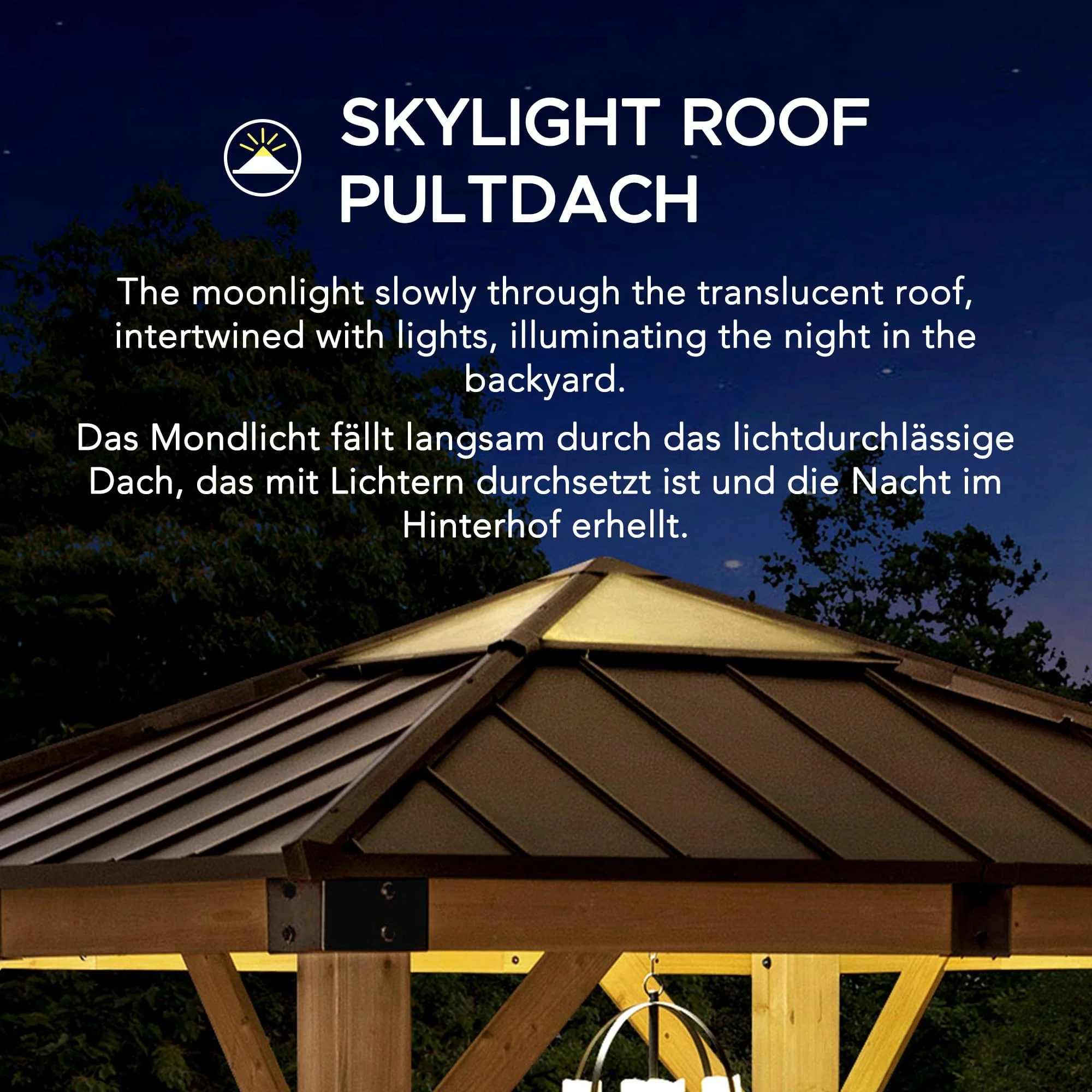 RAPI Cedar Wood Gazebo - 273cm x 273cm - Brown - Image 5