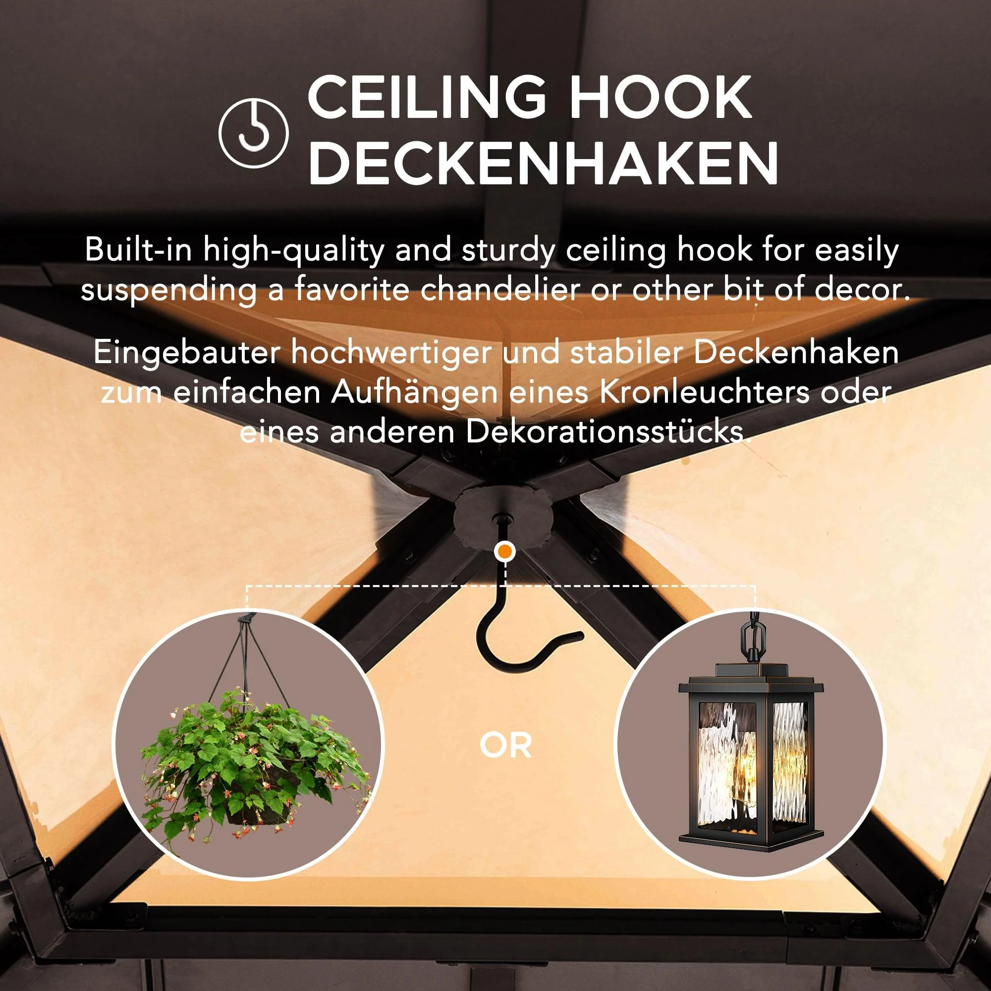 RAPI Cedar Wood Gazebo - 273cm x 273cm - Brown - Image 6