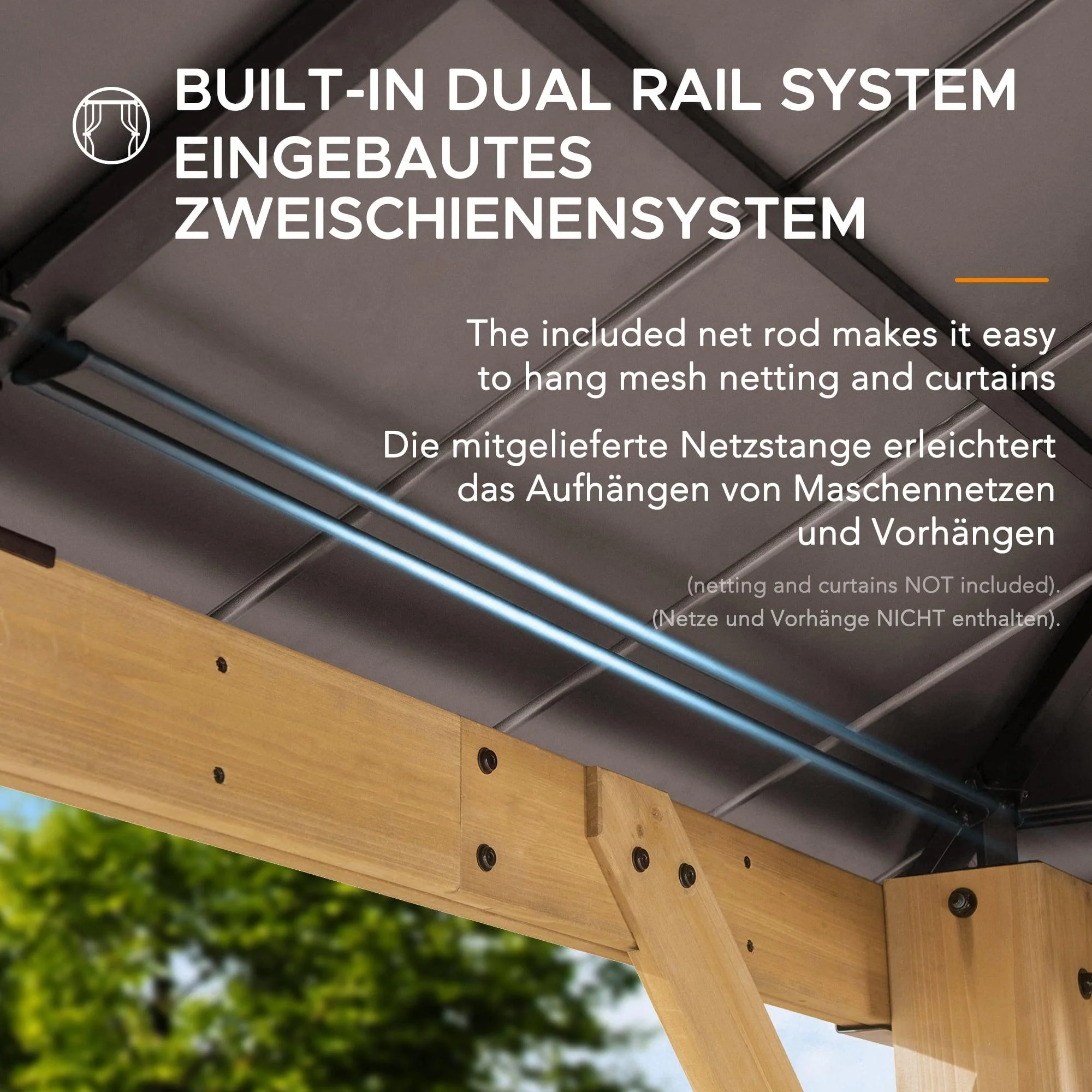 RAPI Cedar Wood Gazebo - 273cm x 273cm - Brown - Image 7