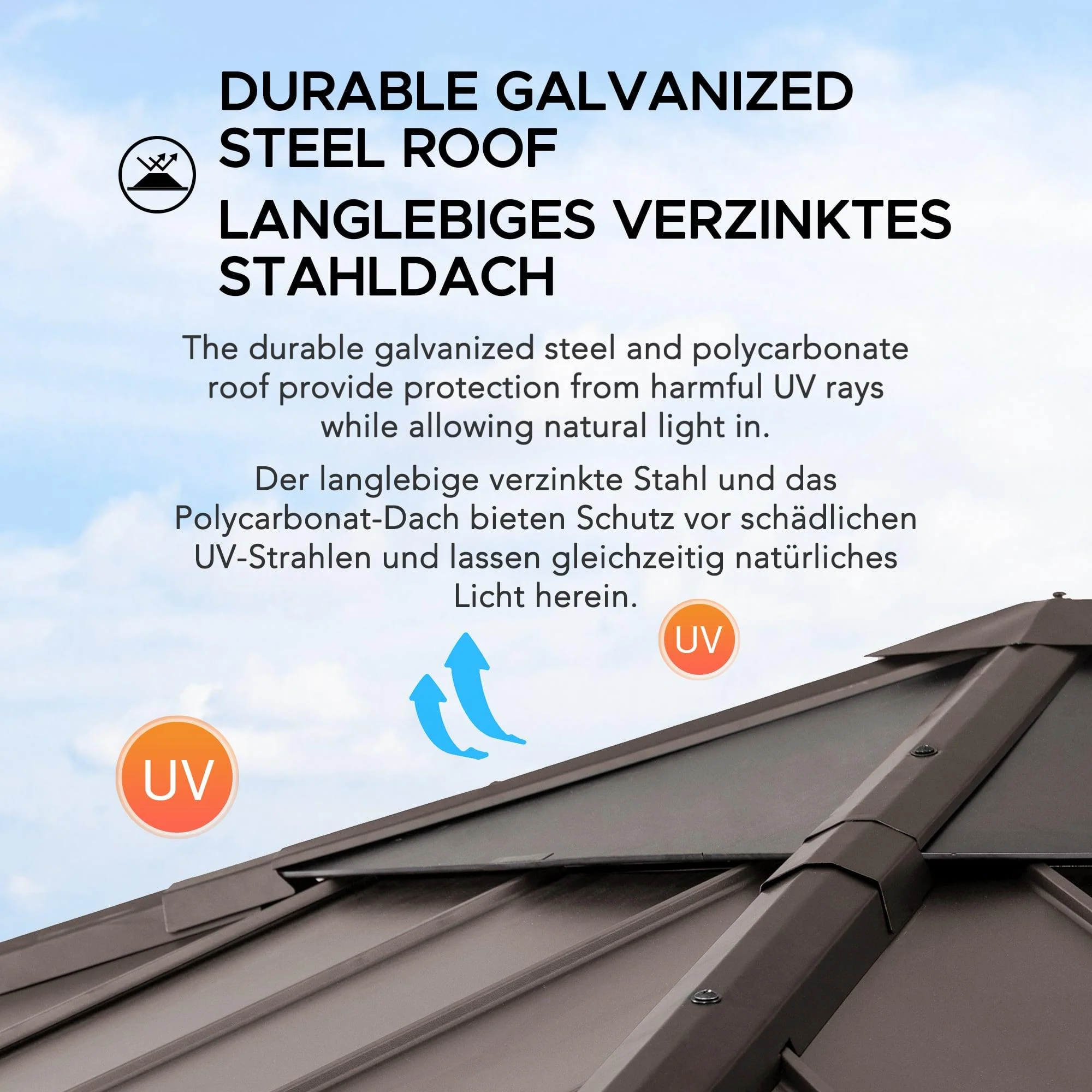 RAPI Cedar Wood Gazebo - 273cm x 273cm - Brown - Image 8