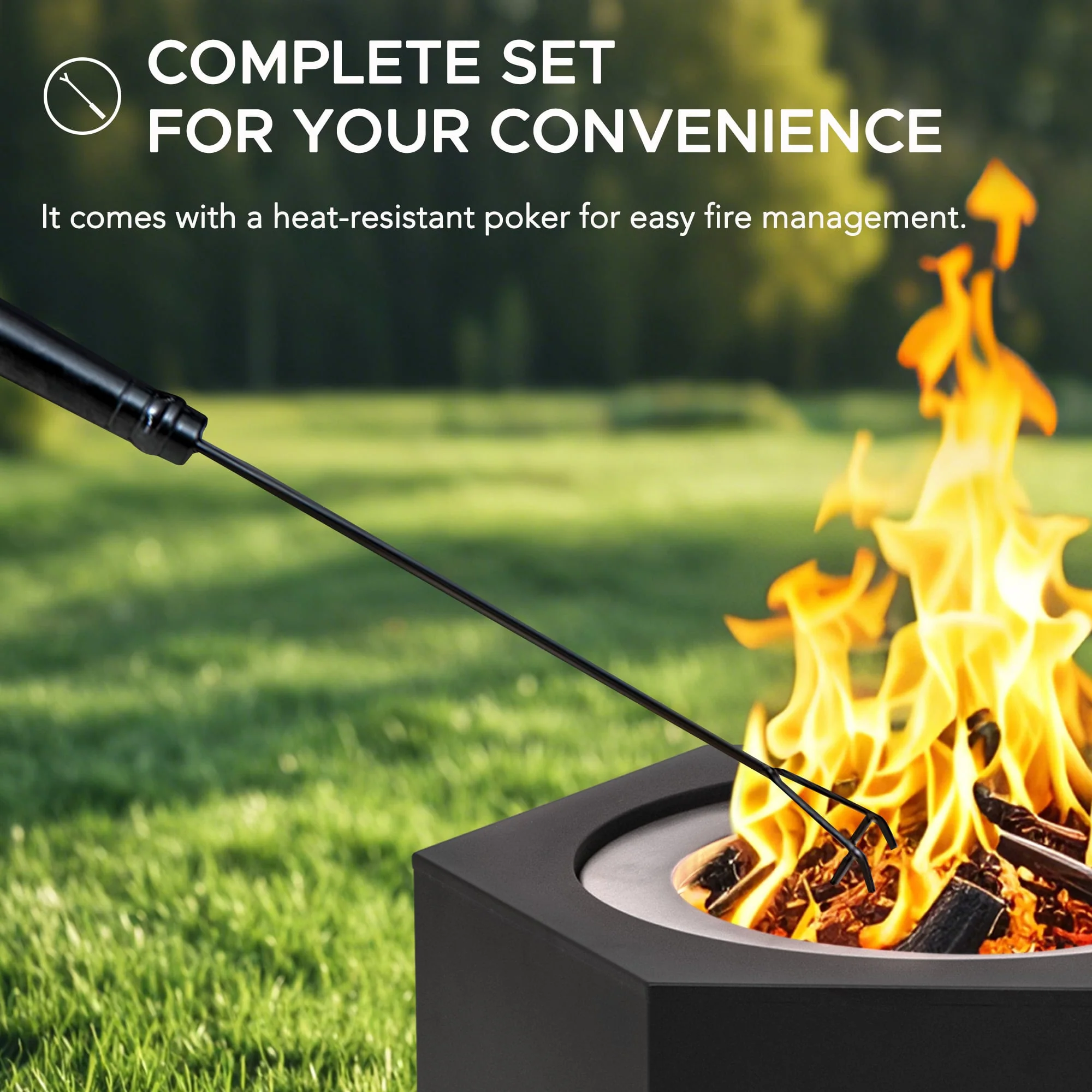 AMIATA Steel Smokeless Fire Pit - 66x57x38cm, Black - Image 4
