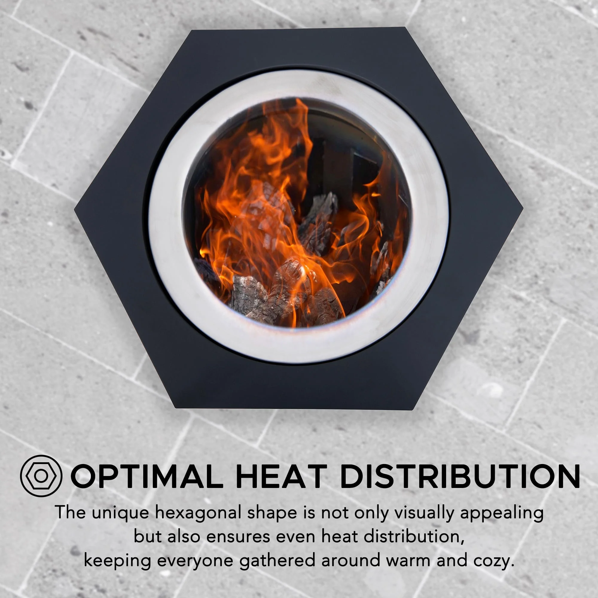 AMIATA Steel Smokeless Fire Pit - 66x57x38cm, Black - Image 6