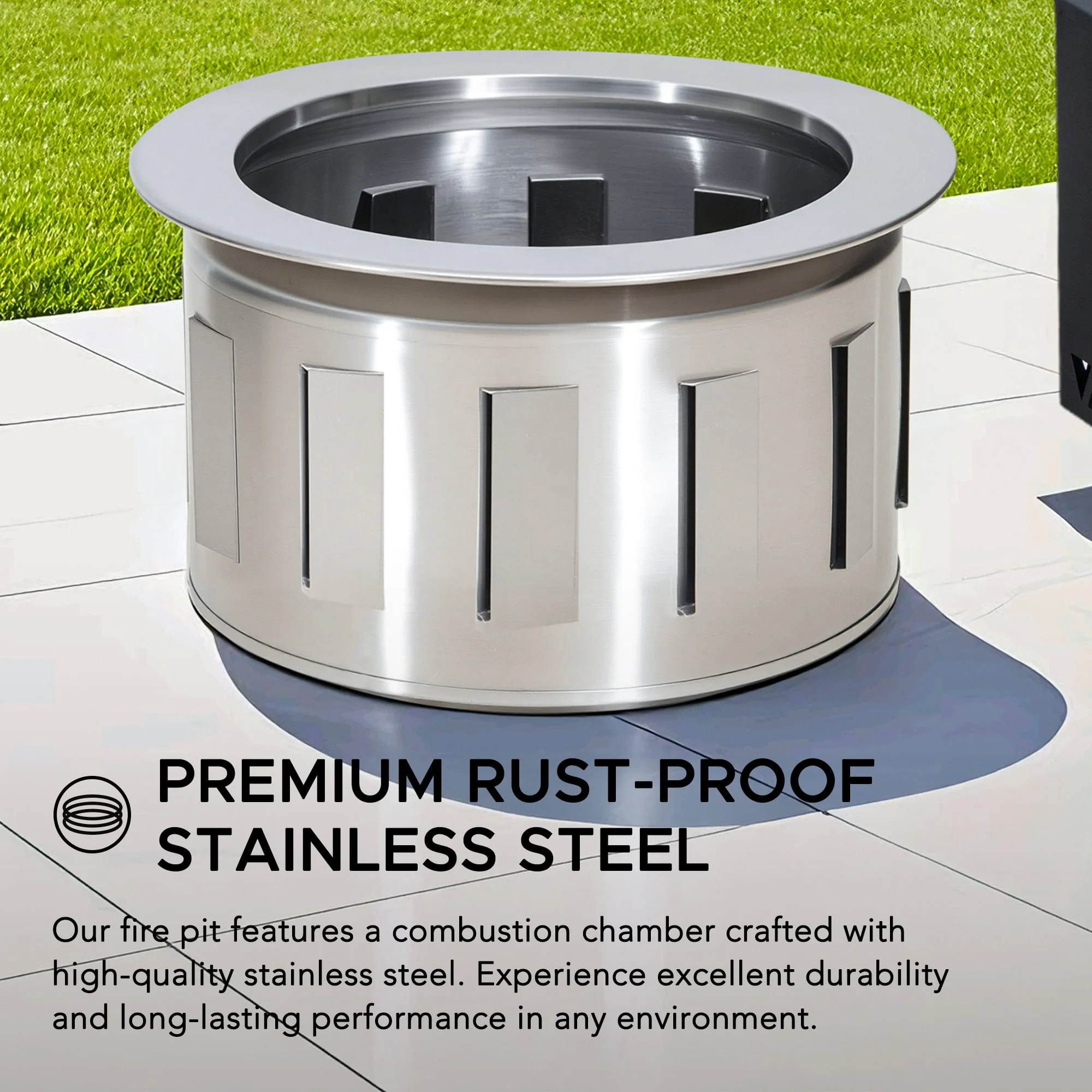 AMIATA Steel Smokeless Fire Pit - 66x57x38cm, Black - Image 7