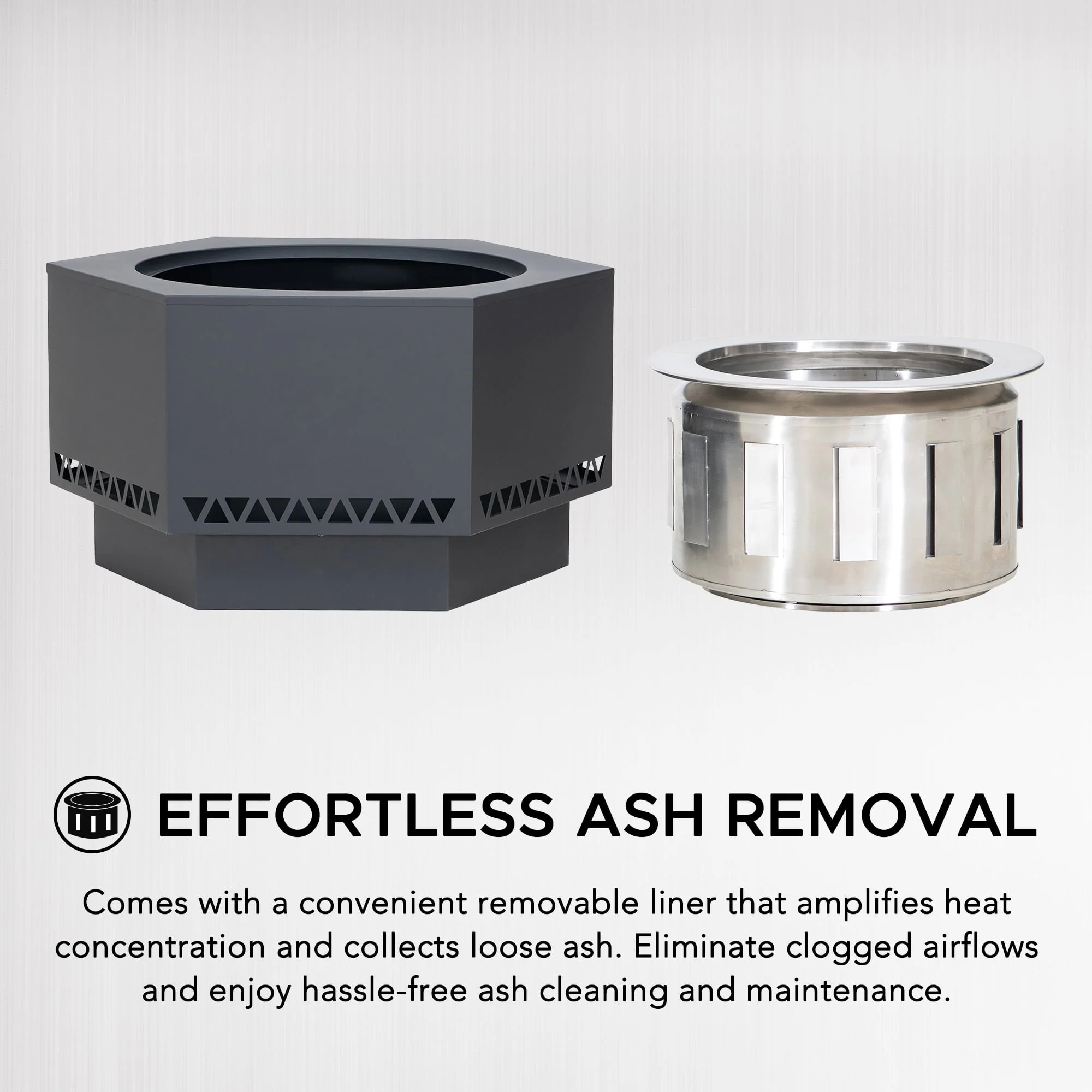 AMIATA Steel Smokeless Fire Pit - 66x57x38cm, Black - Image 8