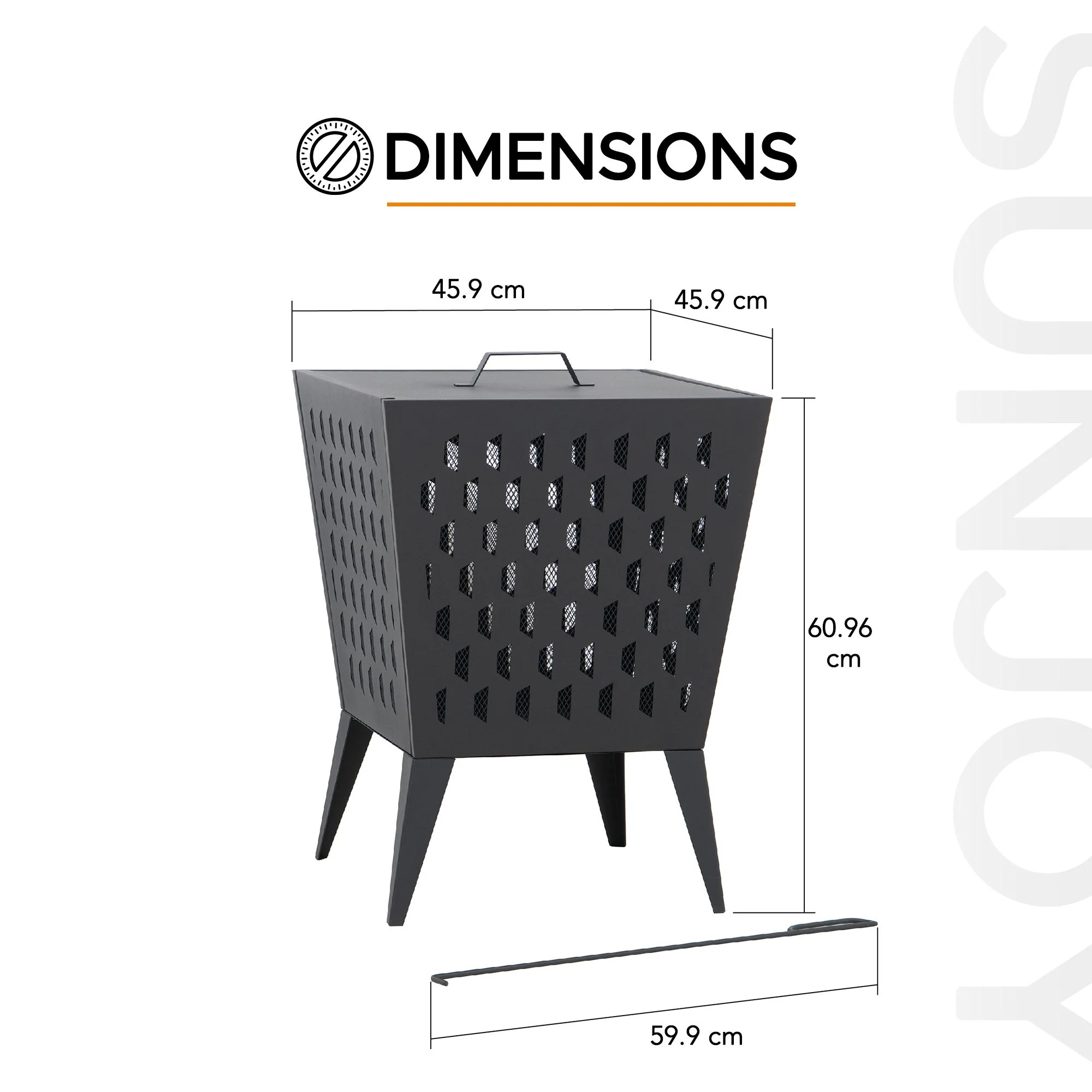 ALBANI Steel Fire Pit - Ø51cm, Black - Image 3