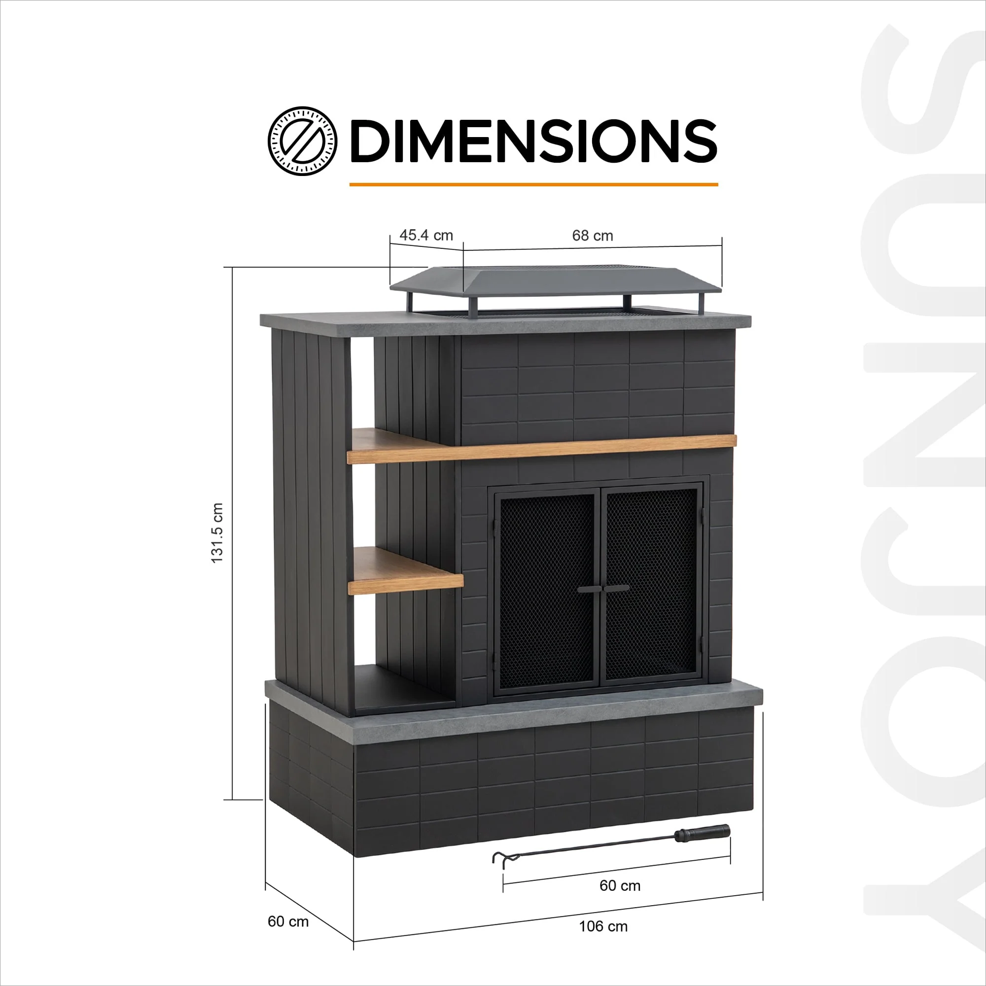Etna Steel Fireplace - 106cm x 132cm, Black - Image 3