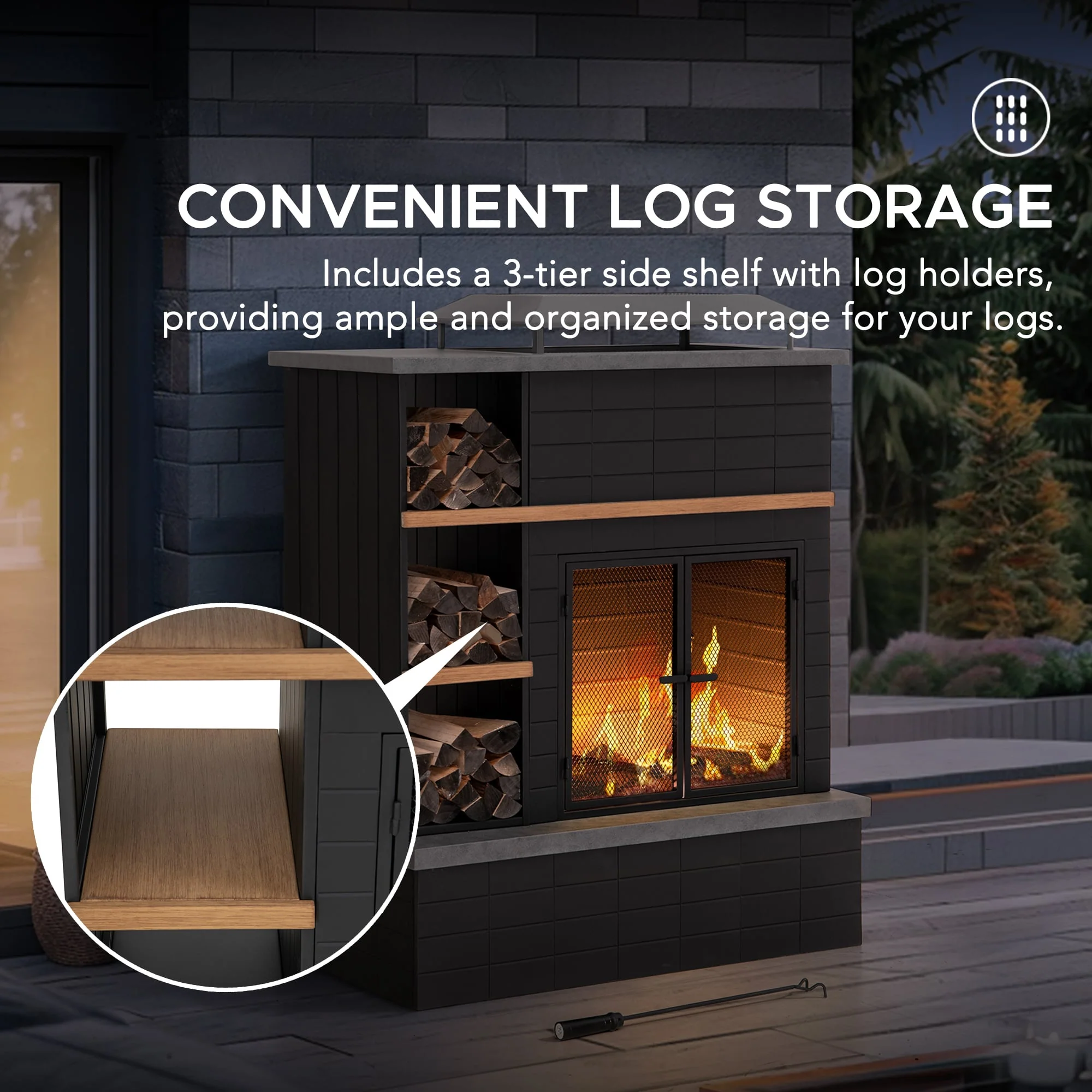 Etna Steel Fireplace - 106cm x 132cm, Black - Image 4