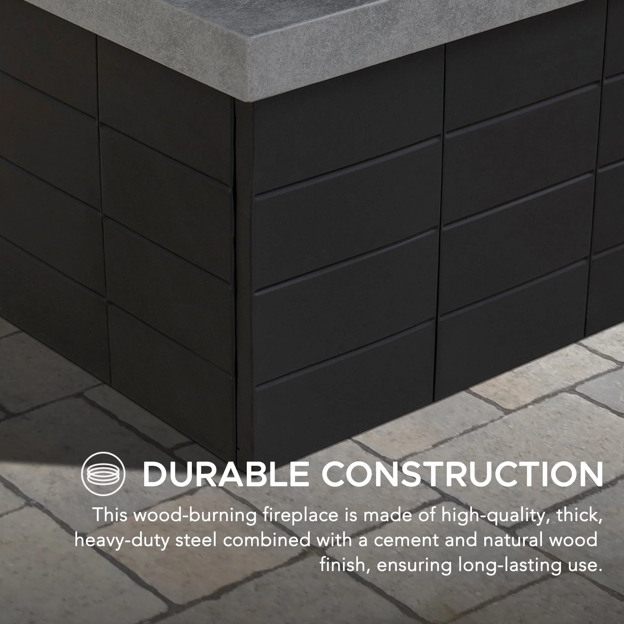 Etna Steel Fireplace - 106cm x 132cm, Black - Image 5