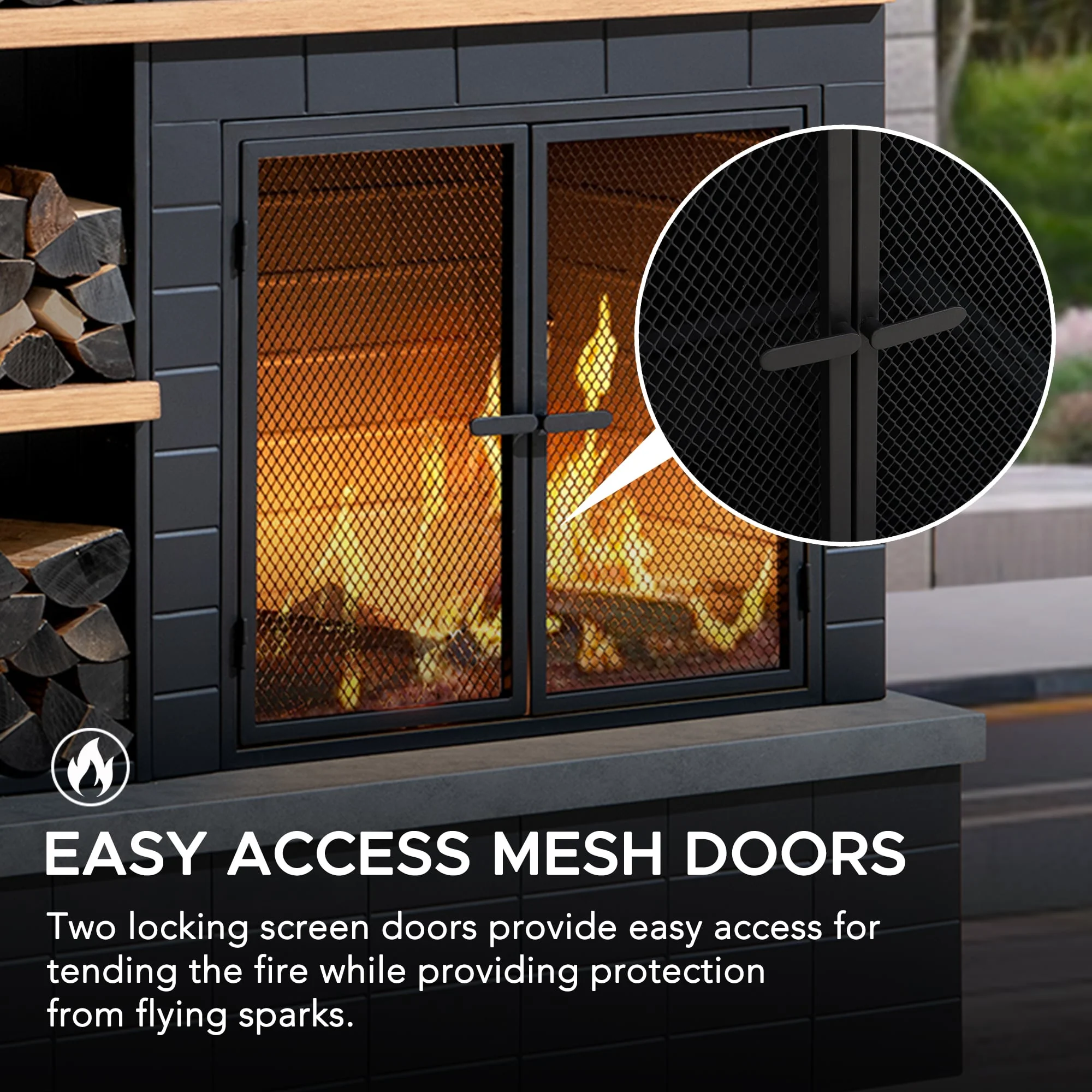 Etna Steel Fireplace - 106cm x 132cm, Black - Image 6