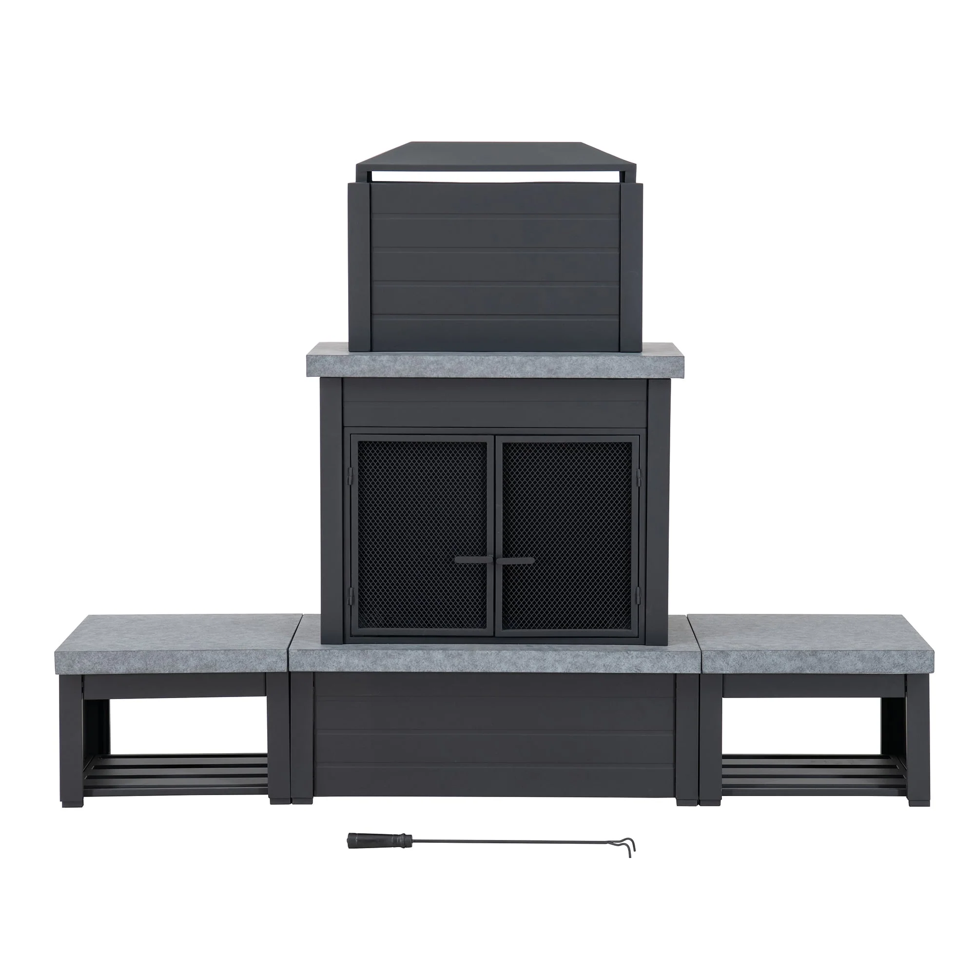 VULTURE Steel Fireplace - 194 x 51 x 148 cm, Matt Black - Image 10