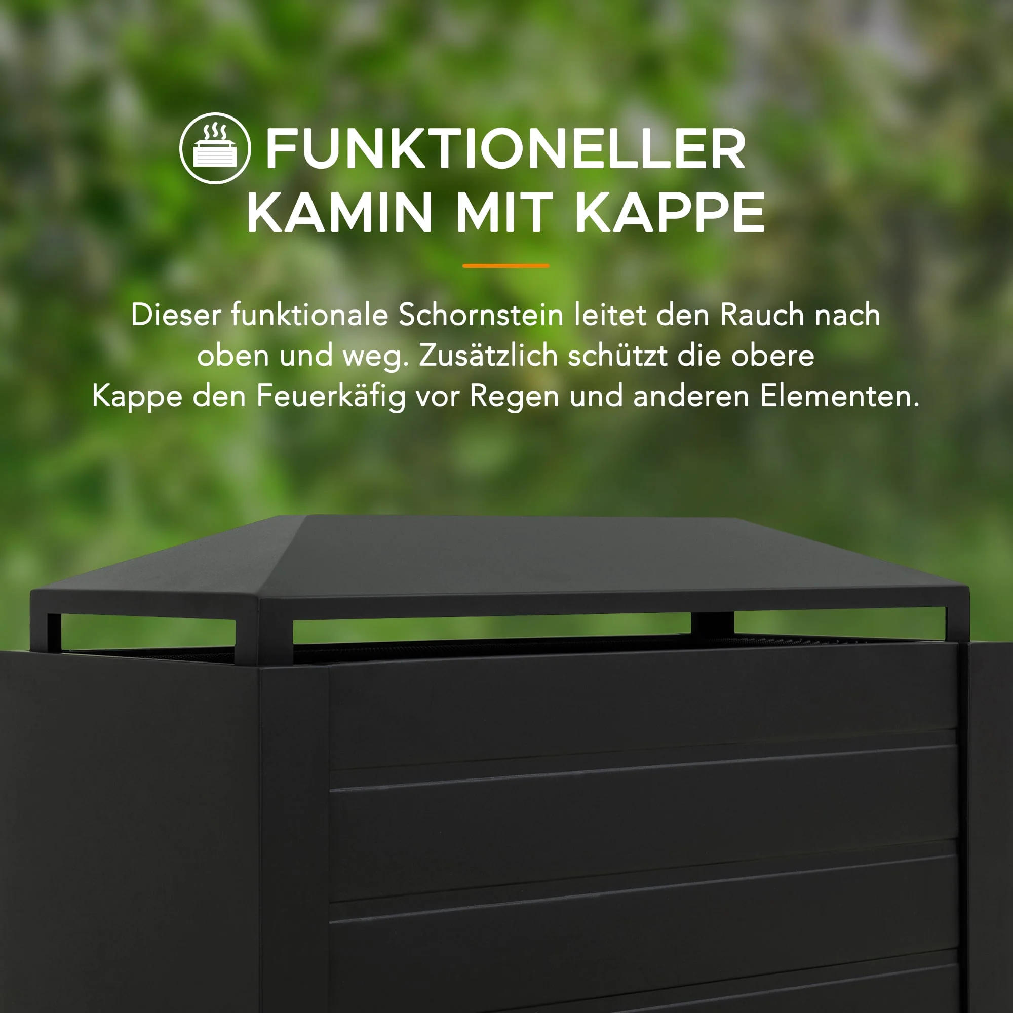 VULTURE Steel Fireplace - 194 x 51 x 148 cm, Matt Black - Image 4